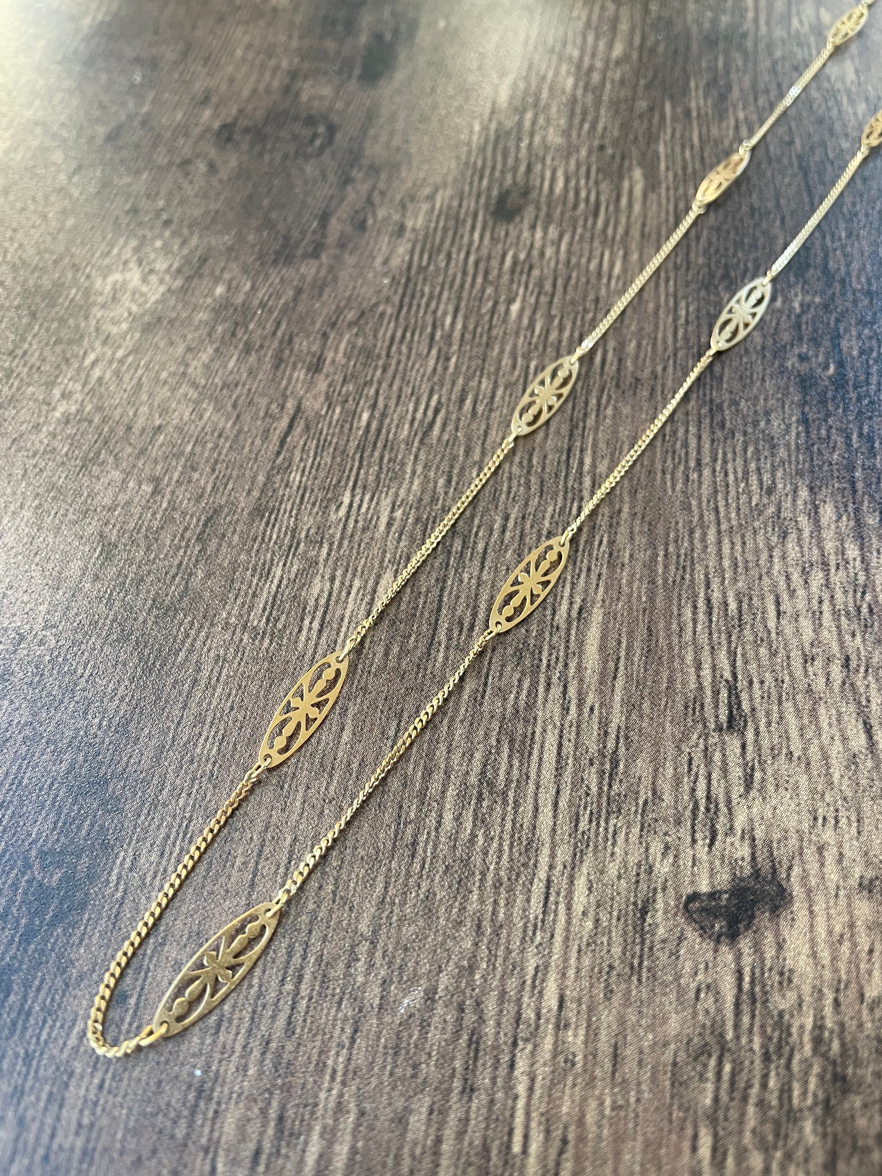 80s/90s 18k Gold Chain With Gold Accents - Image 8