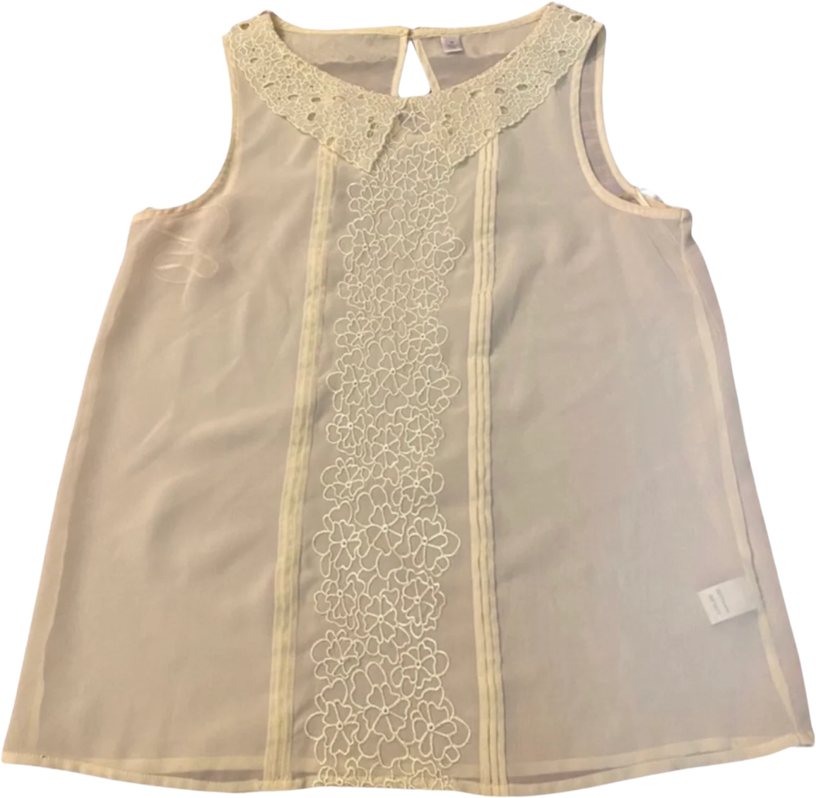 80s/90s 50s Inspired Yellow Sheer Sleeveless Blouse Medium