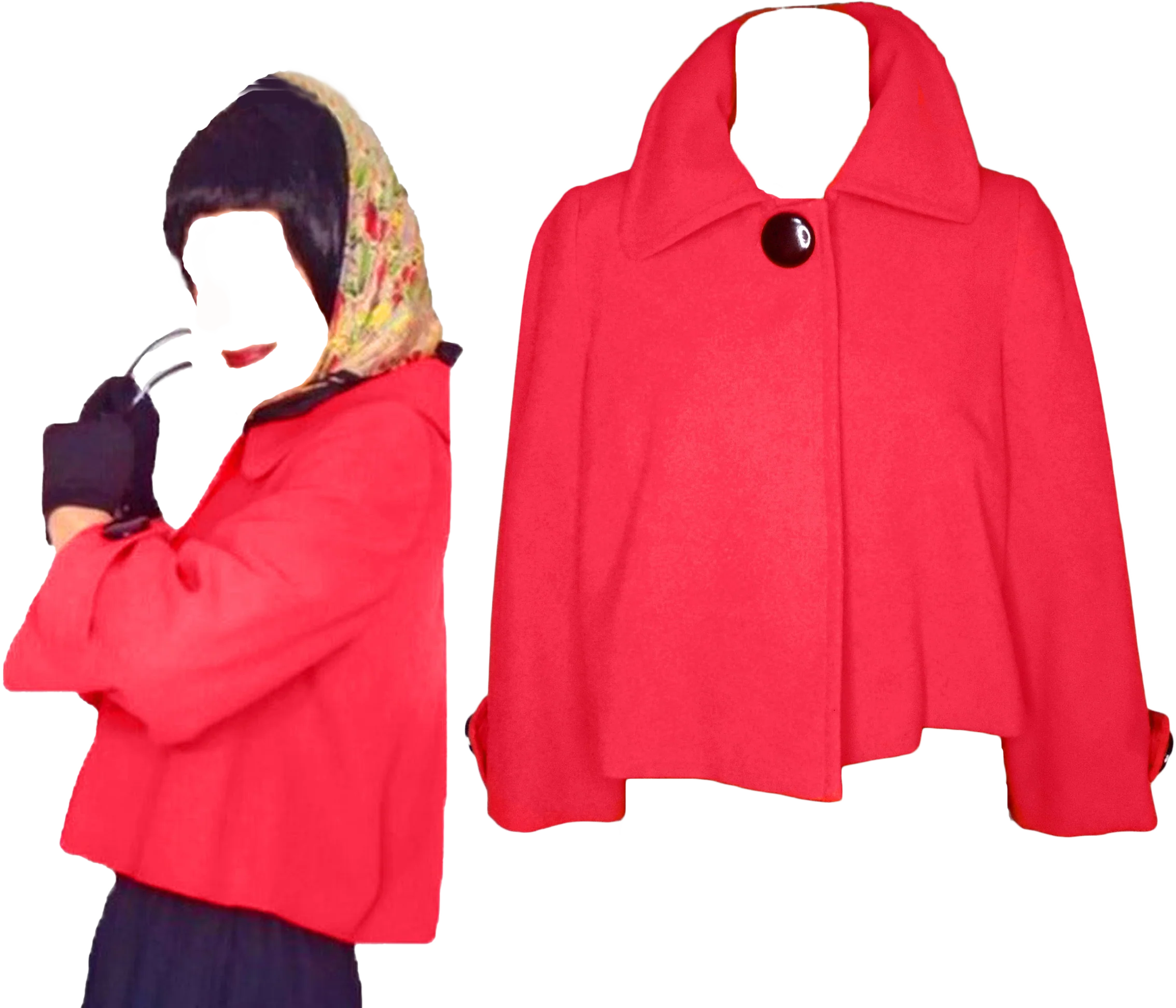 80s/90s 50s Style Red Cropped Swing Jacket, Suburbia By Lena Gabrielle