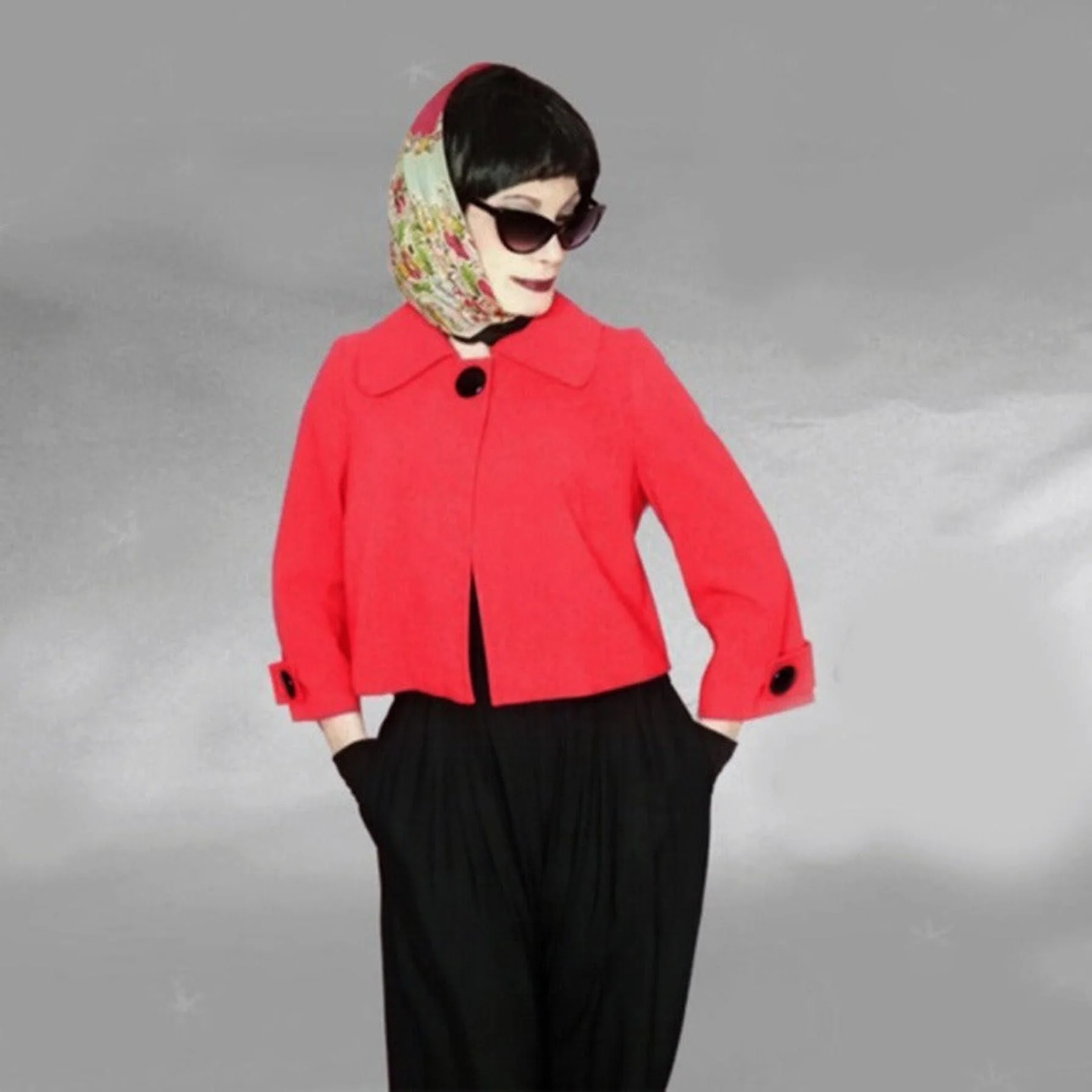 80s/90s 50s Style Red Cropped Swing Jacket, Suburbia By Lena Gabrielle - Image 7