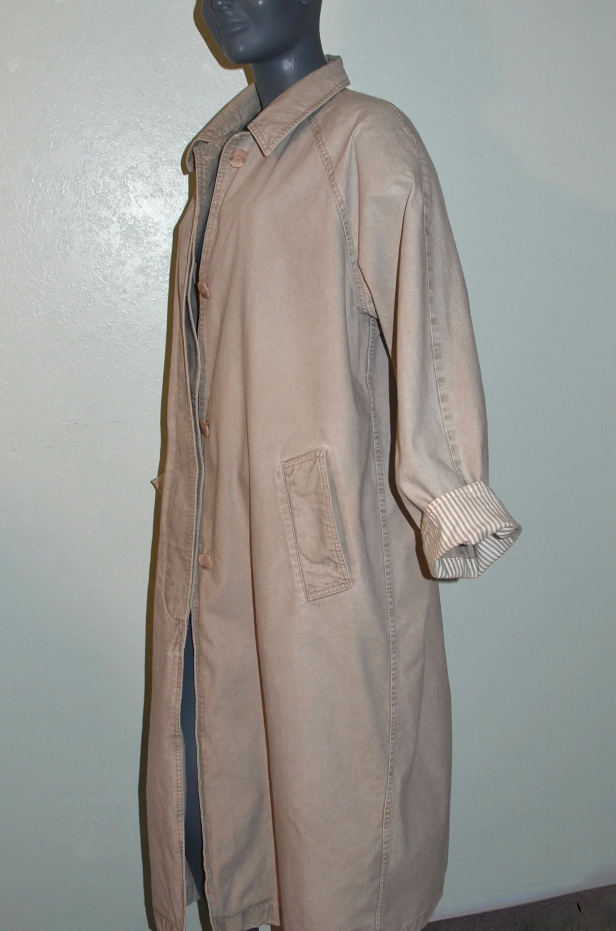 80s/90s 80s Tan Denim Duster Coat Oversized Medium By Sportables - Image 7