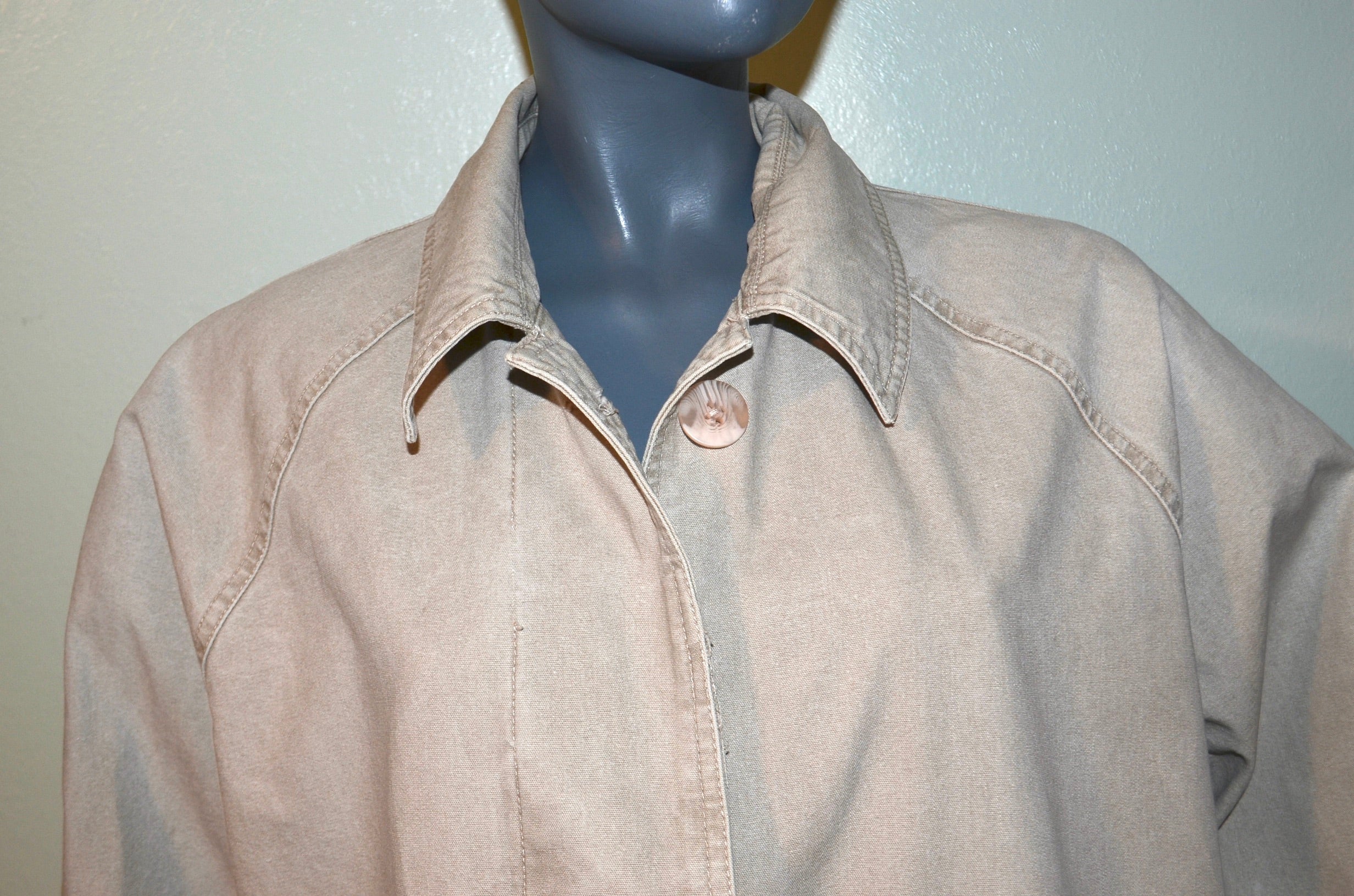 80s/90s 80s Tan Denim Duster Coat Oversized Medium By Sportables - Image 8