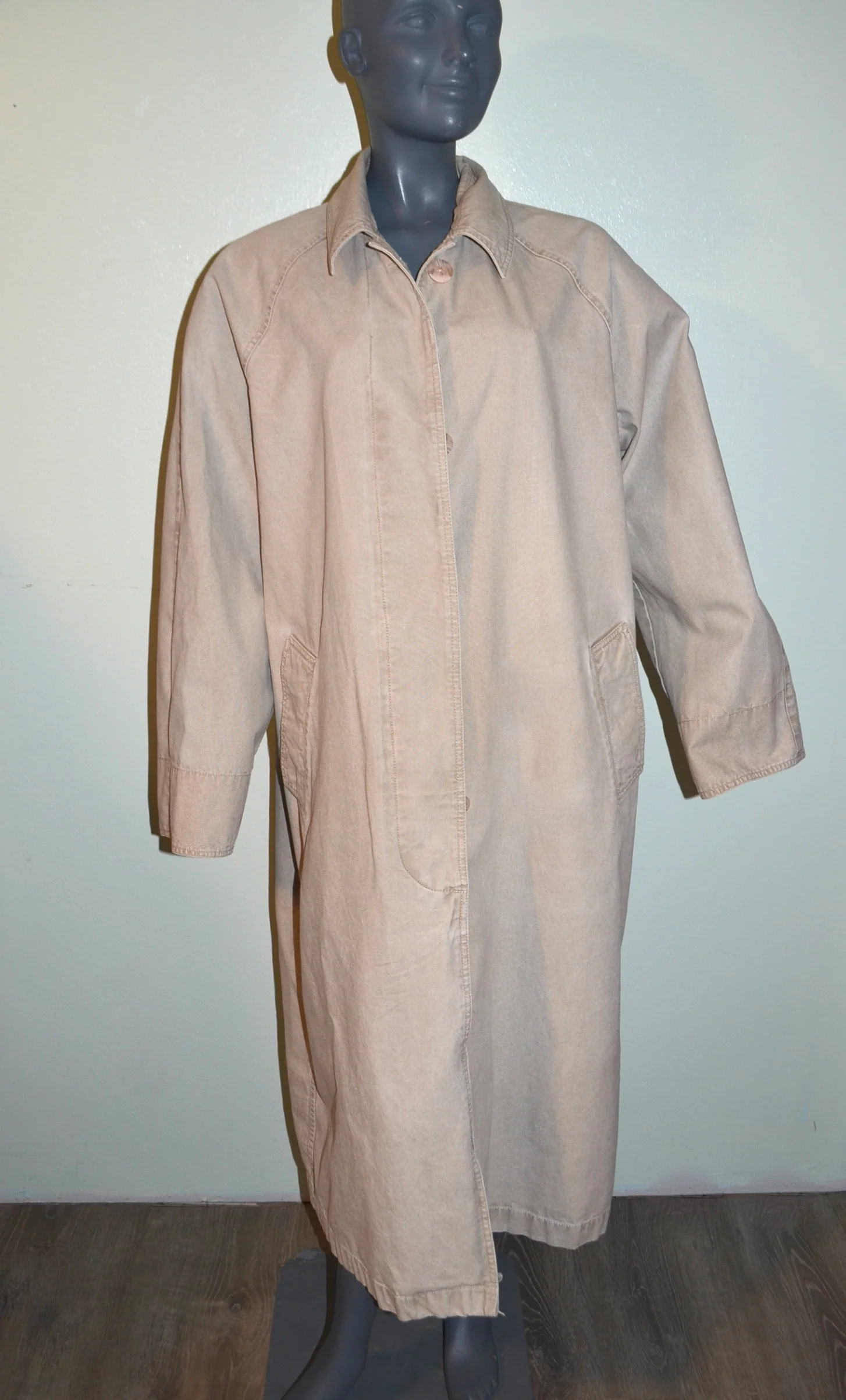 80s/90s 80s Tan Denim Duster Coat Oversized Medium By Sportables - Image 9