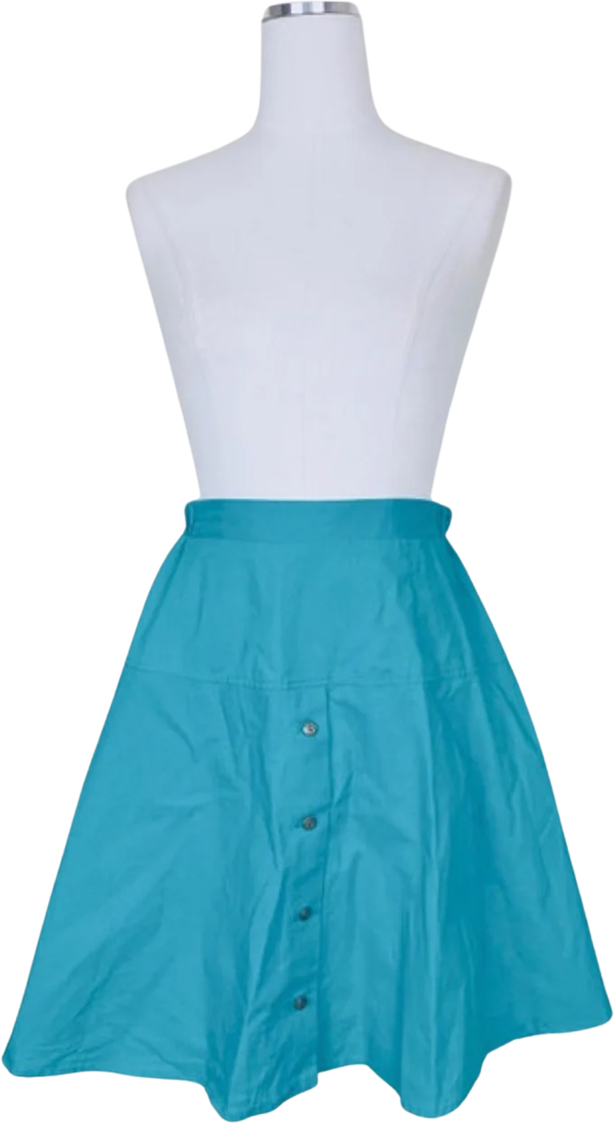 80s/90s 80s Turquoise Linen High Waisted Mini Skirt
