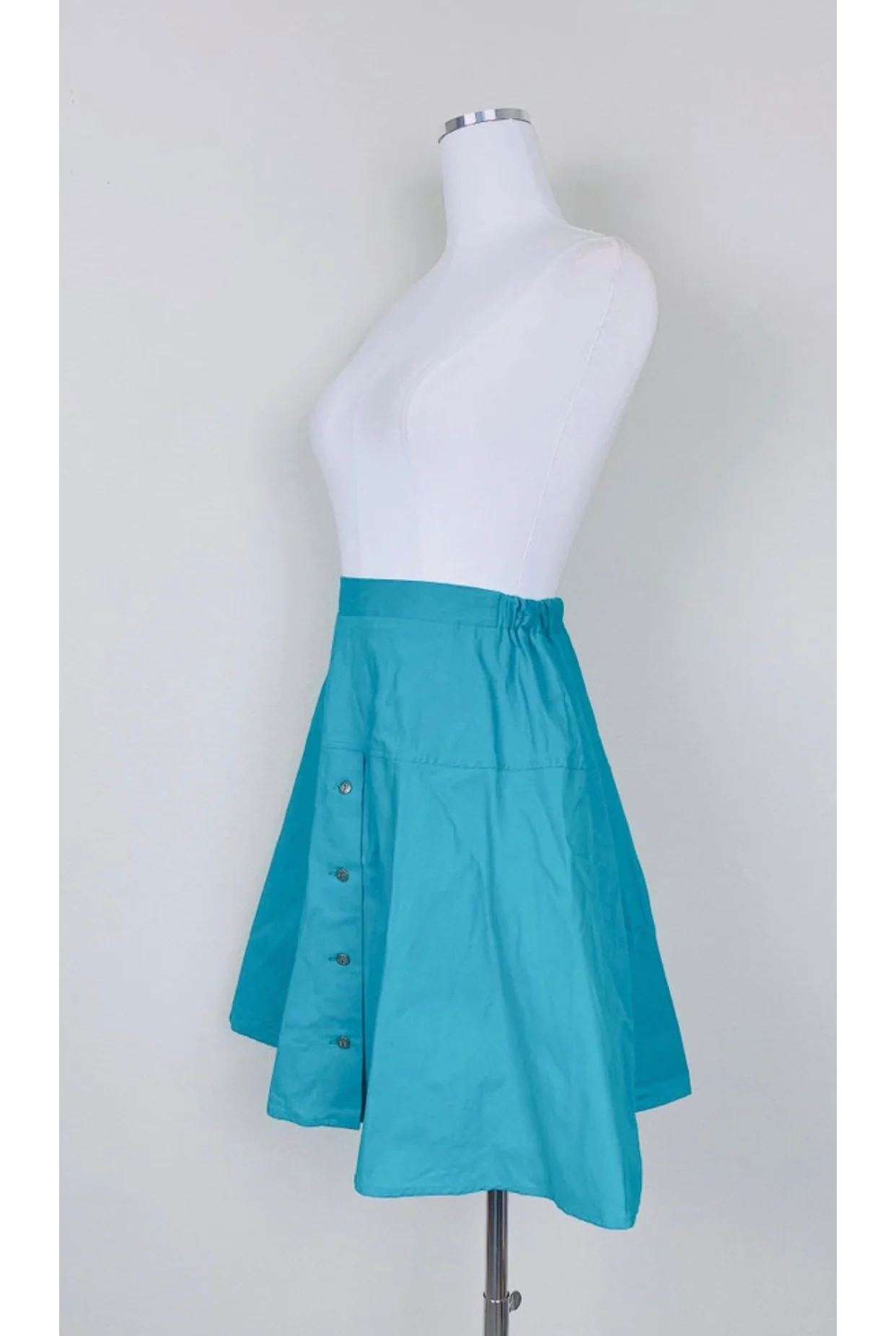 80s/90s 80s Turquoise Linen High Waisted Mini Skirt - Image 3