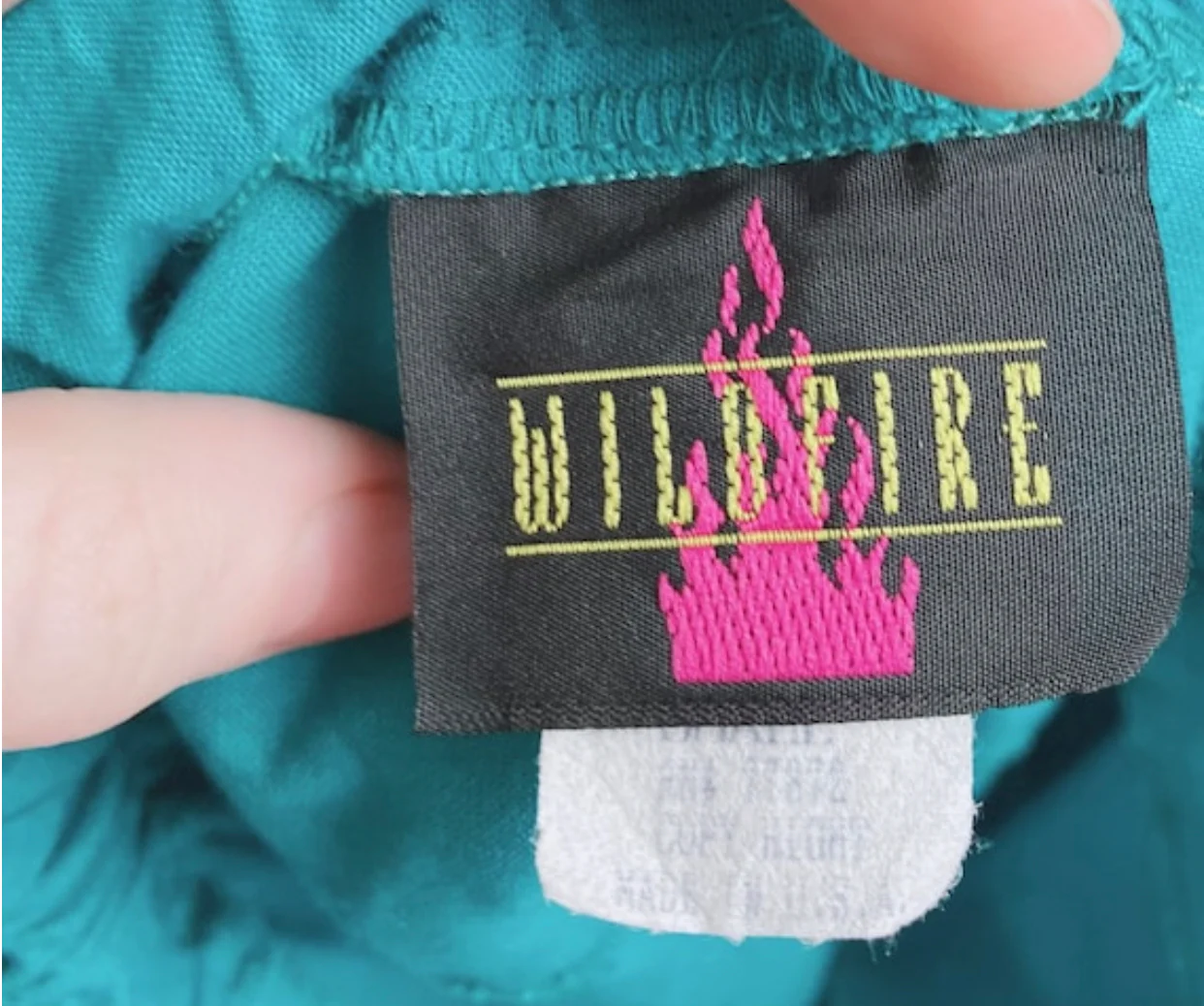 80s/90s 80s Turquoise Linen High Waisted Mini Skirt - Image 5
