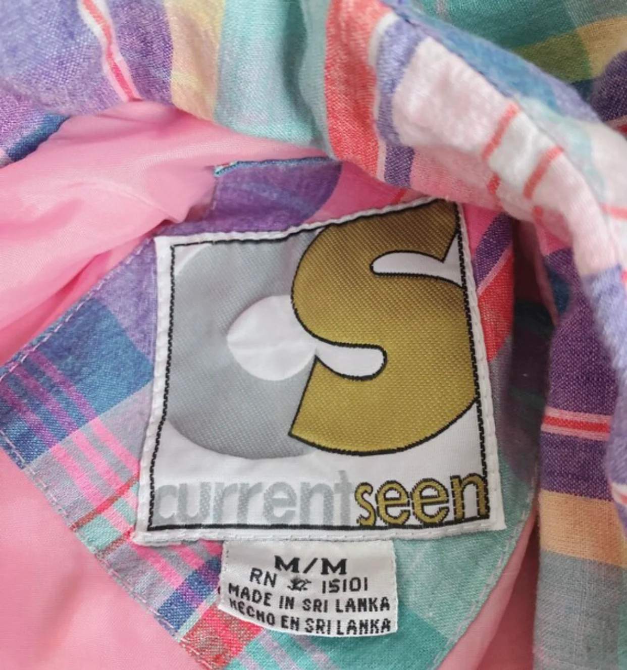 80s/90s 80s Vintage Cotton Pastel Madras Plaid Jacket By Currentseen - Image 6