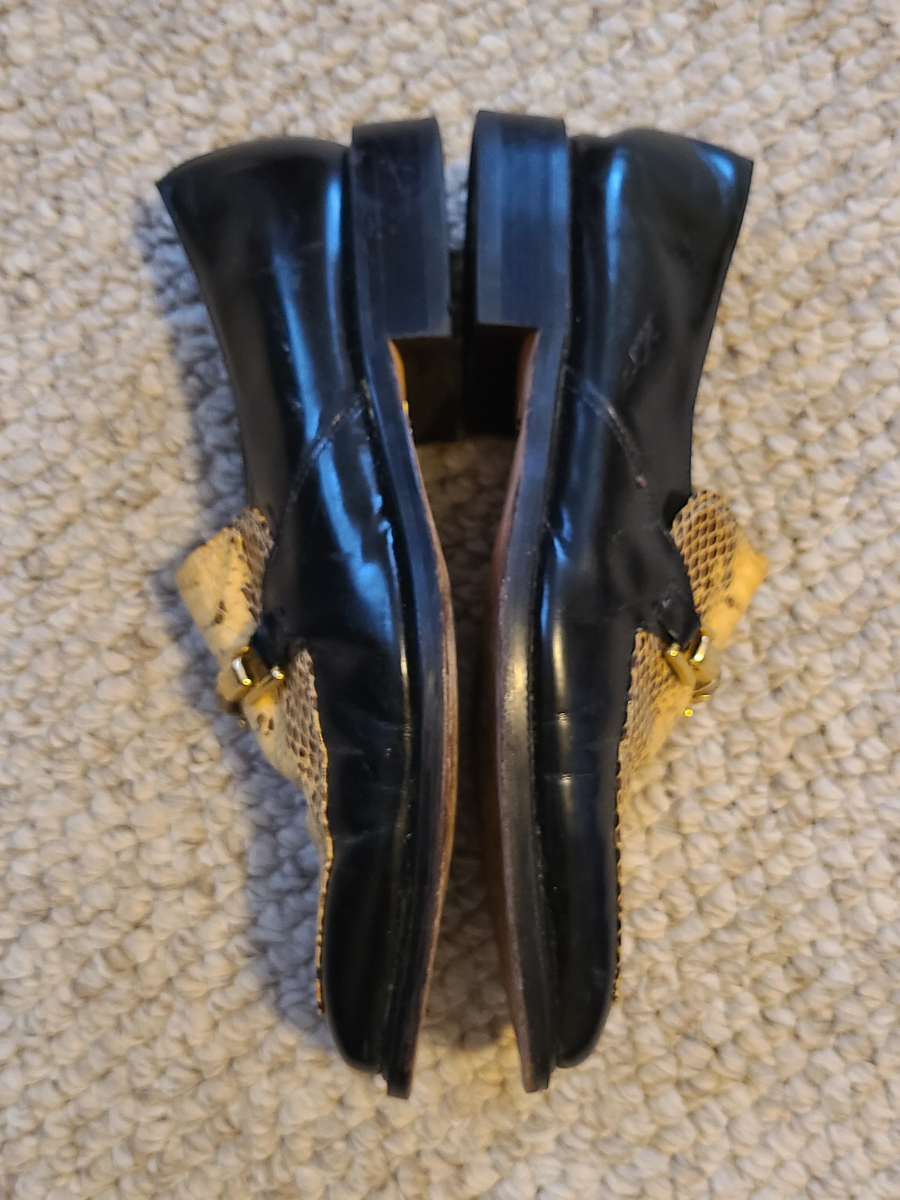 80s/90s 9 1/2 Mens Black Snakeskin Leather Loafers By Giorgio Brutini - Image 8