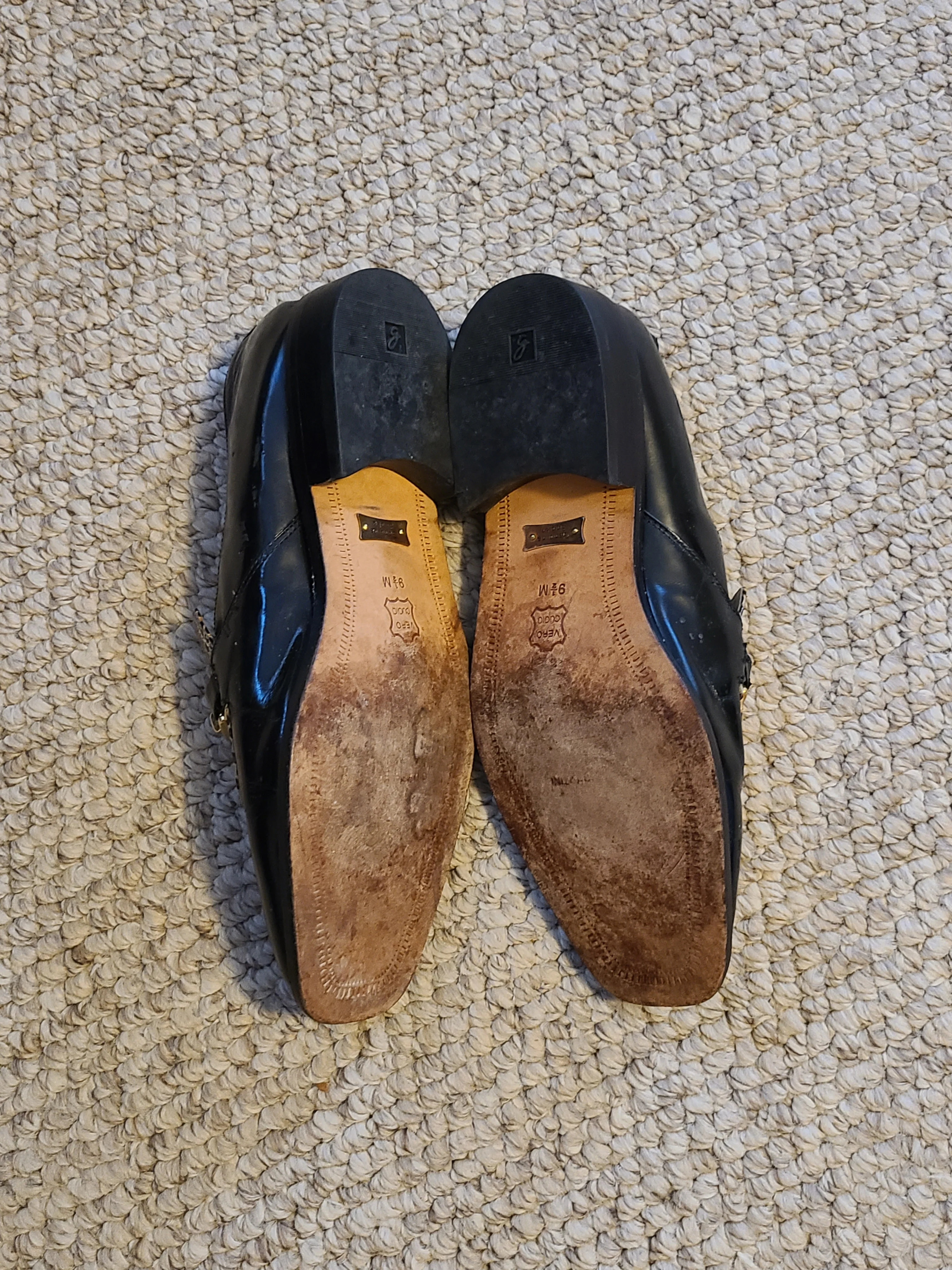 80s/90s 9 1/2 Mens Black Snakeskin Leather Loafers By Giorgio Brutini - Image 9