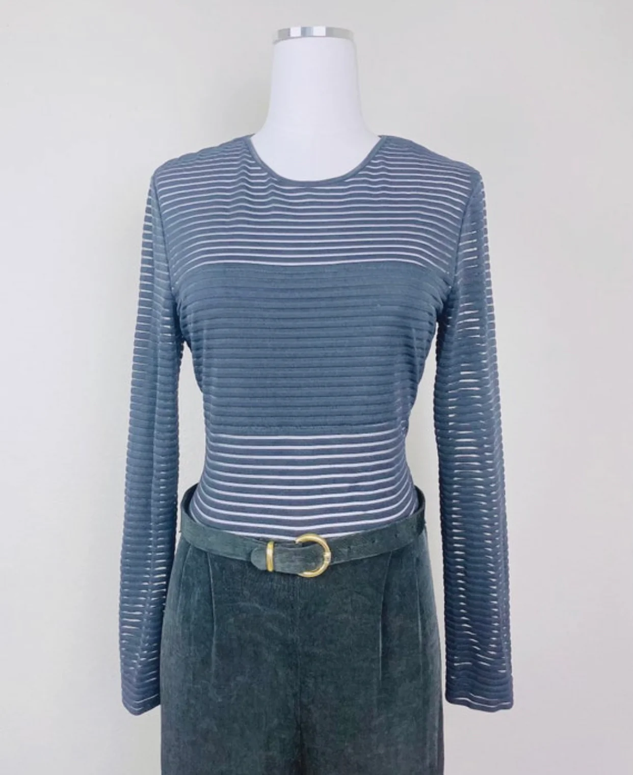 80s/90s 90s Vintage Sheer Illusion Striped Jumpsuit / 90s - Image 4