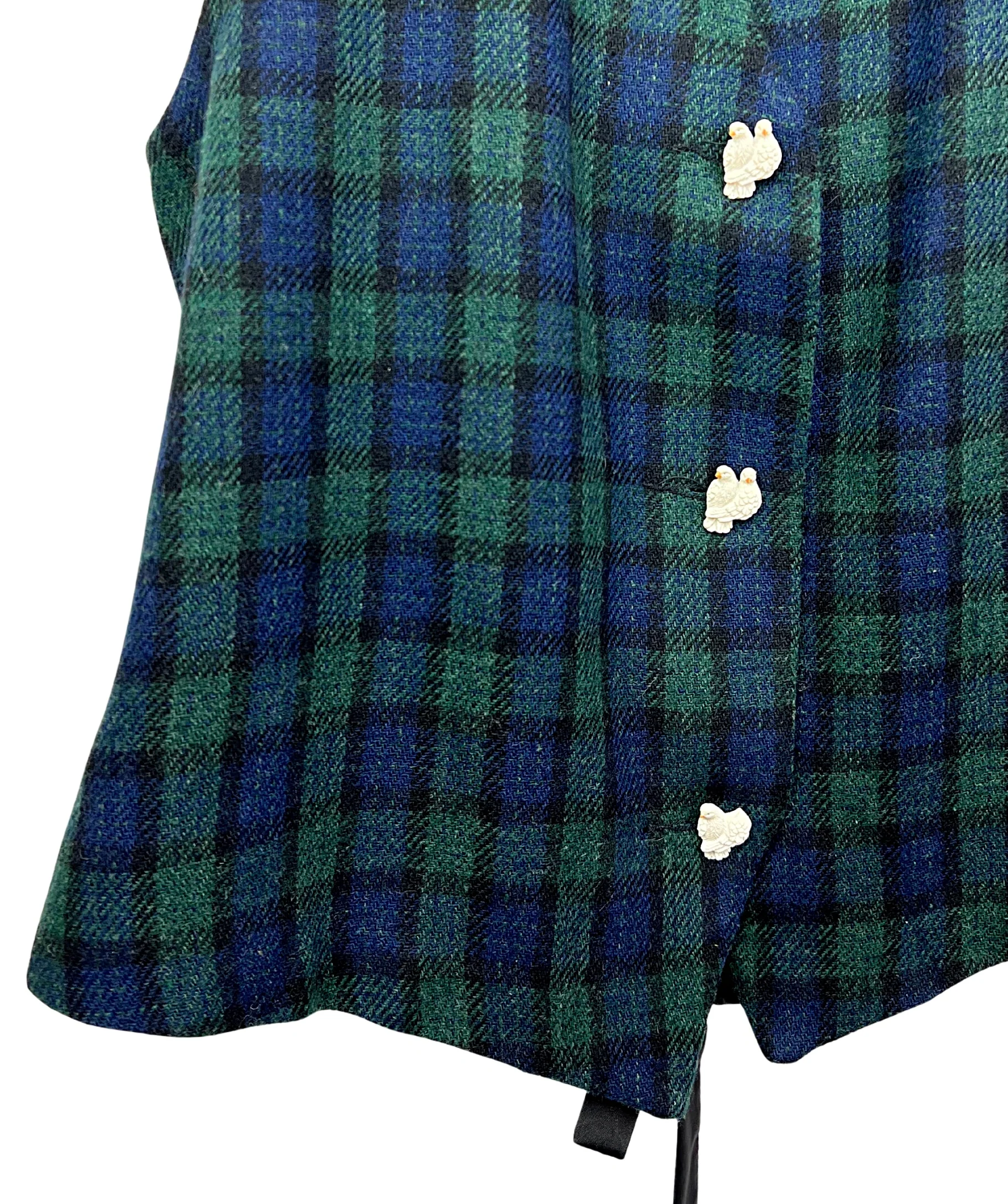 80s/90s Wool Blackwatch Plaid White Dove Vest by Fundamental Things - Image 4