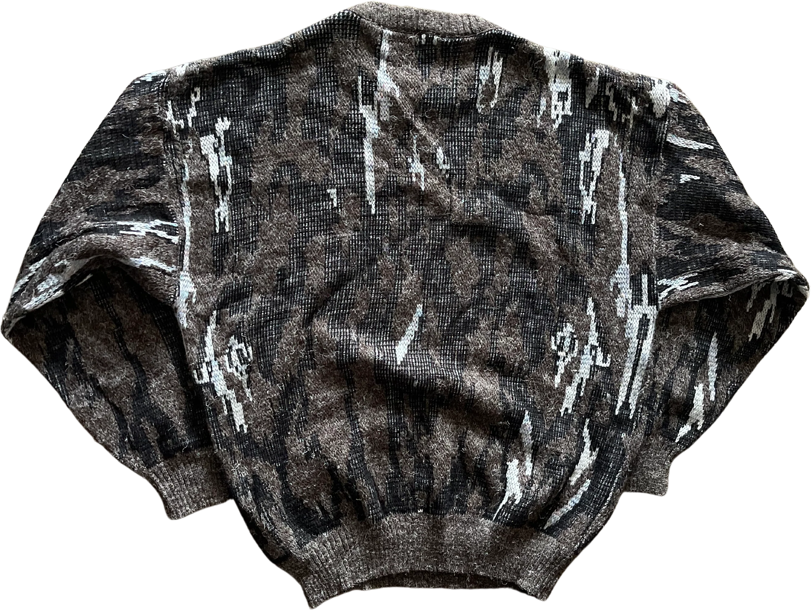 80s/90s Abstract Knit Grandpa Sweater By Peter England - Image 2