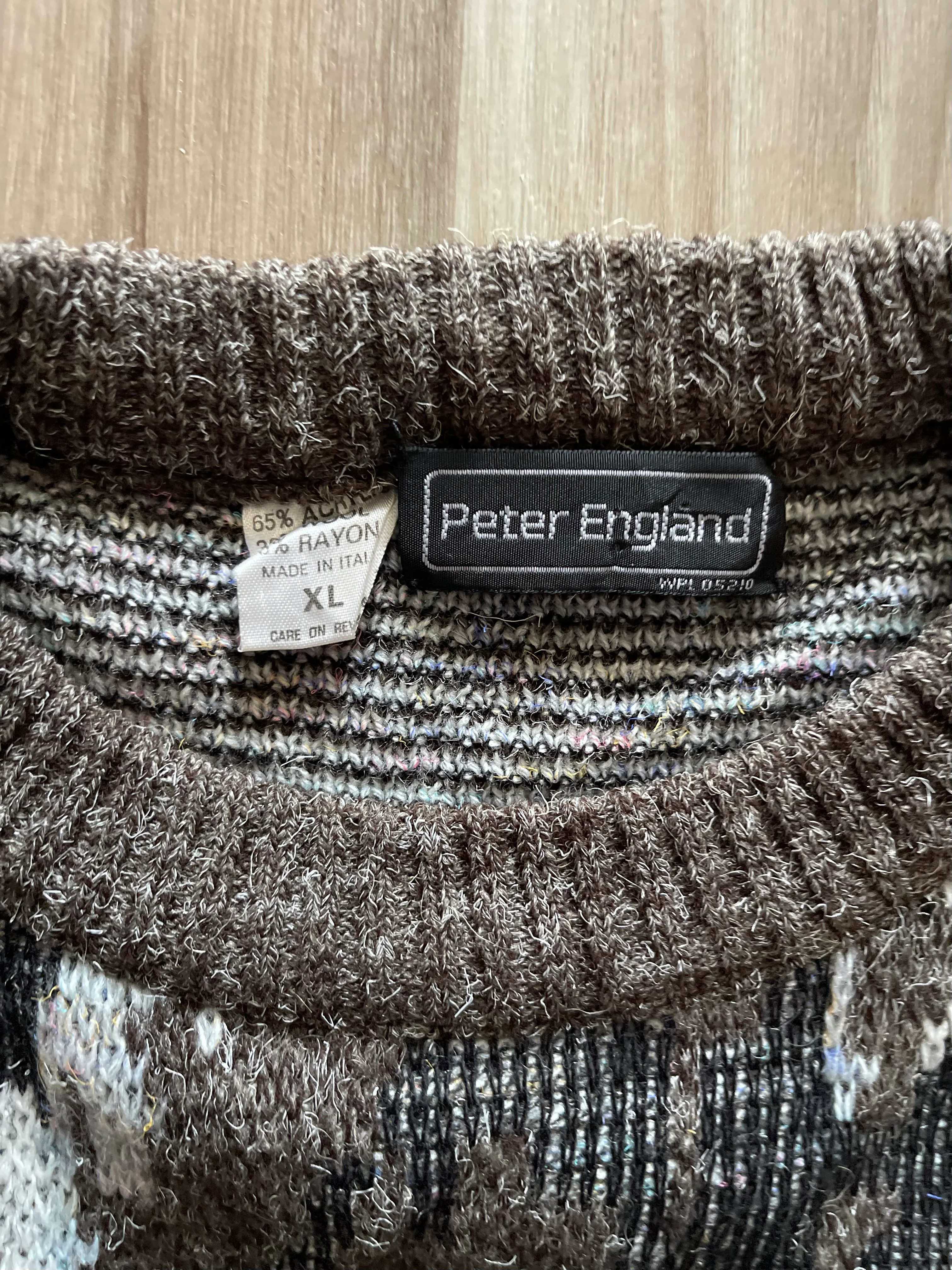 80s/90s Abstract Knit Grandpa Sweater By Peter England - Image 3