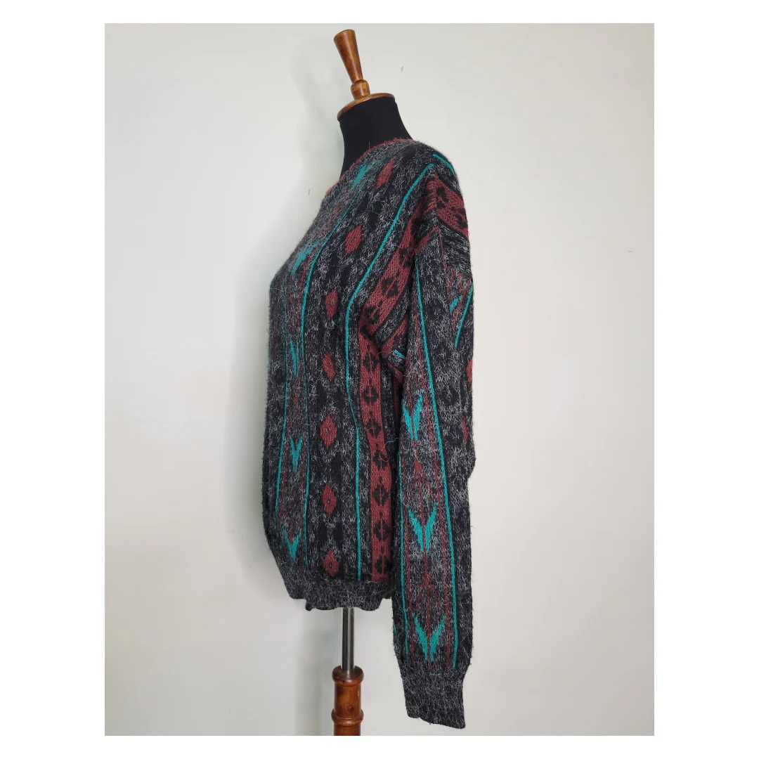 80s/90s Abstract Stripe Fuzzy Sweater - Image 4