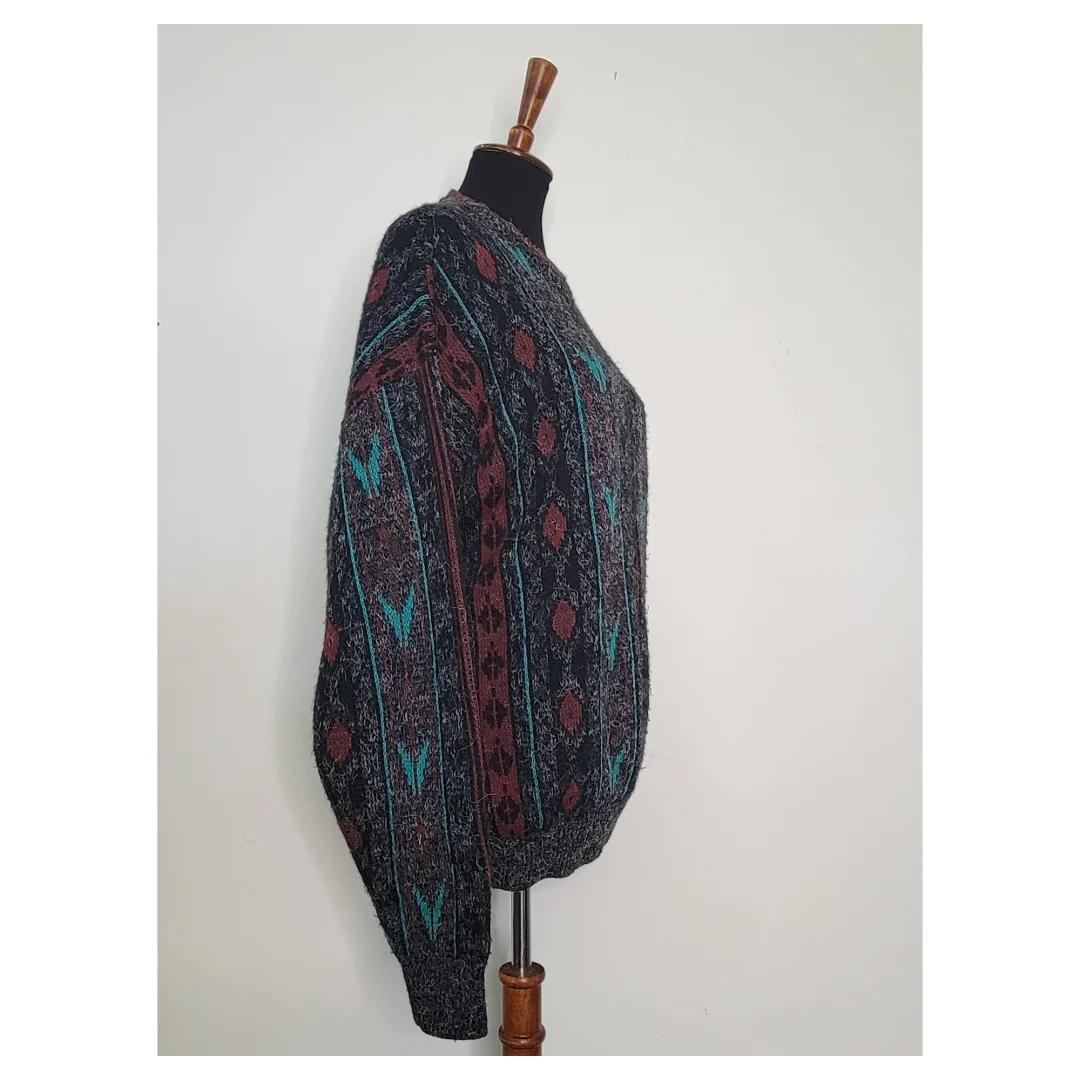 80s/90s Abstract Stripe Fuzzy Sweater - Image 5