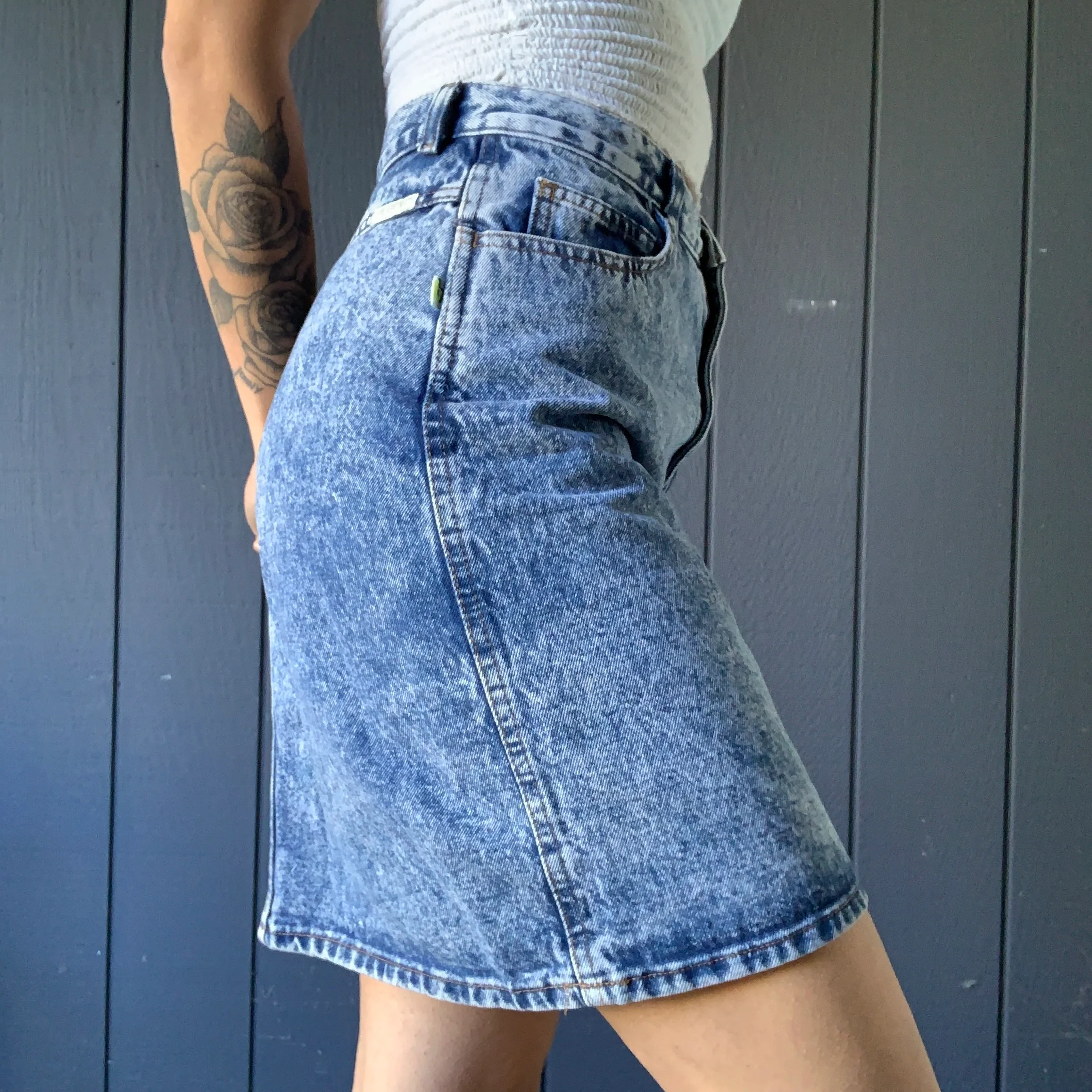 80s/90s Acid Wash Denim Skirt By Sasson - Image 3