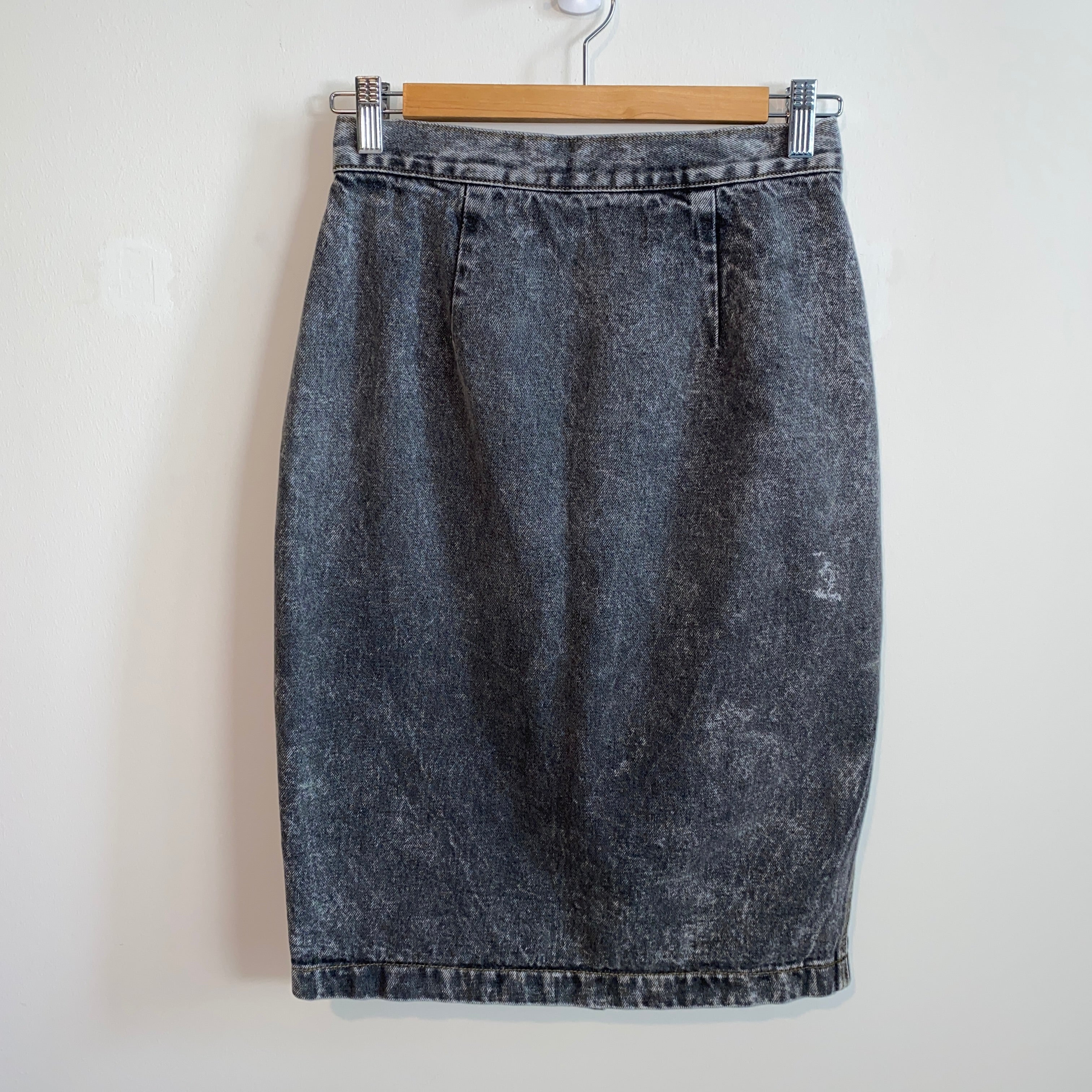 80s/90s Acid Wash Grayish Pencil Skirt By Zena - Image 8