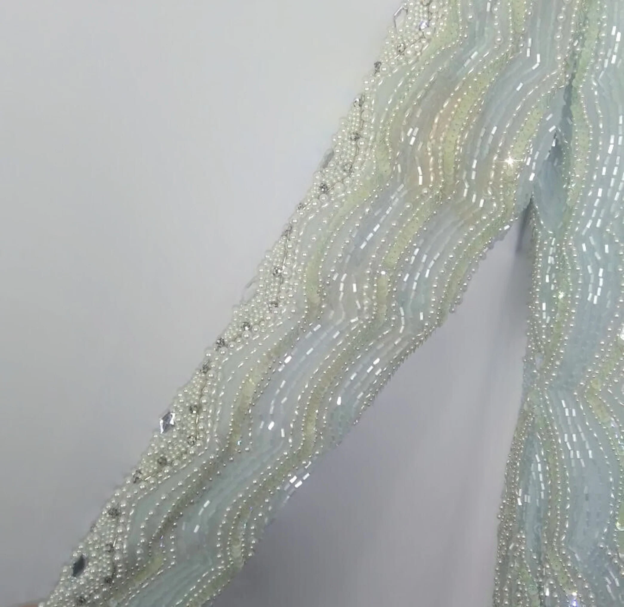 80s/90s All Over Pearl Beaded Silk Dress By Niteline - Image 5