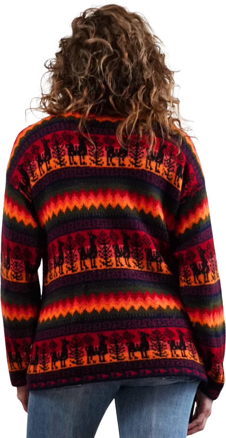 80s/90s Alpaca Wool Rainbow Stripe Cozy Cardigan Sweater - Image 2