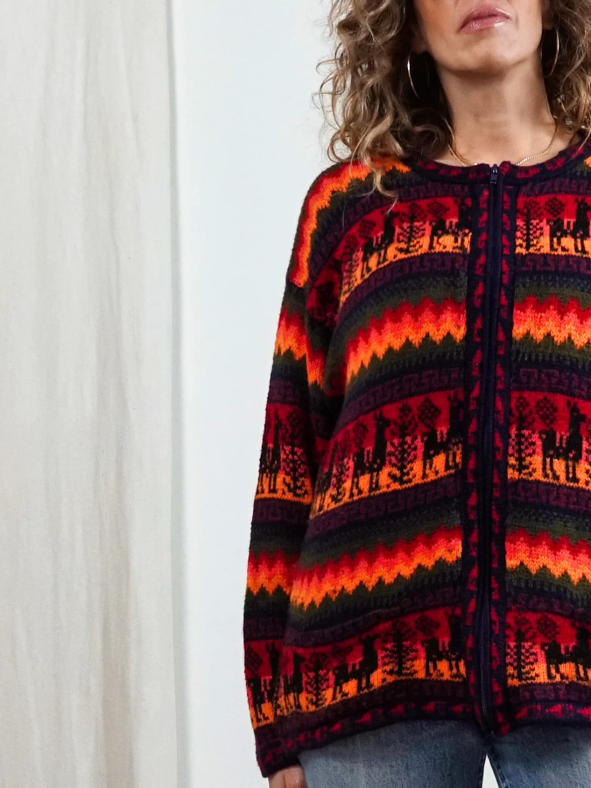80s/90s Alpaca Wool Rainbow Stripe Cozy Cardigan Sweater - Image 5