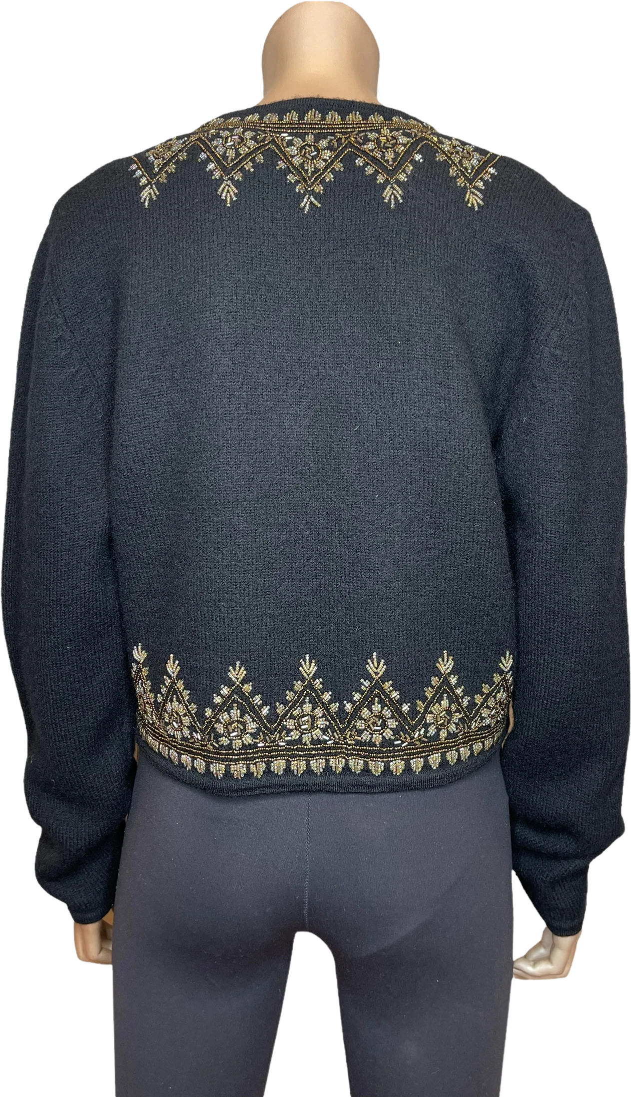 80s/90s Beaded Snowflake Wool Cardigan By Karen Kane - Image 2