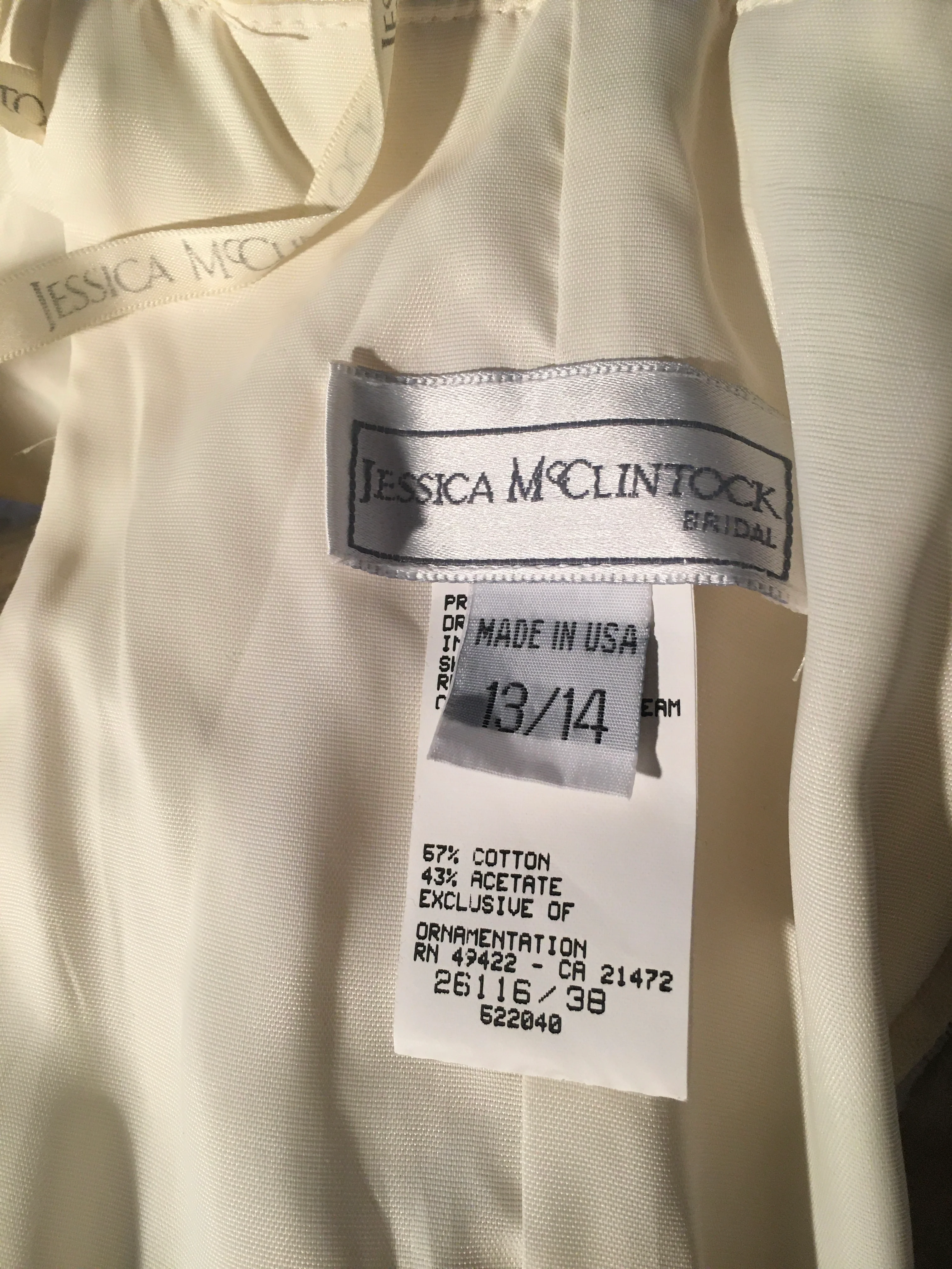 80s/90s Beautiful Vintage Beige Wedding Gown - Size 13/14 By Jessica McClintock - Image 7