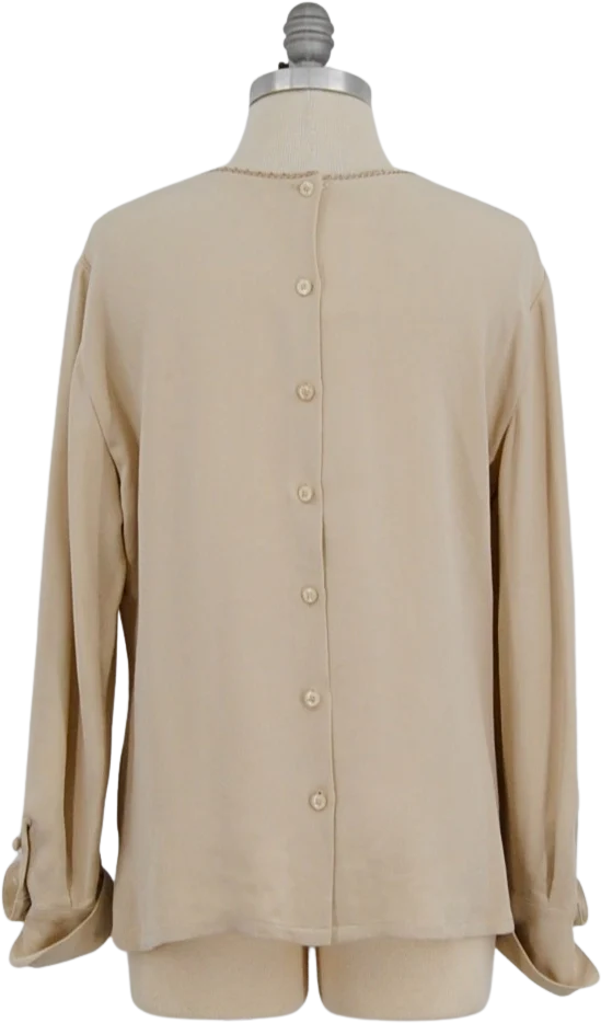 80s/90s Beige Silk Blouse By Dana Buchman - Image 2