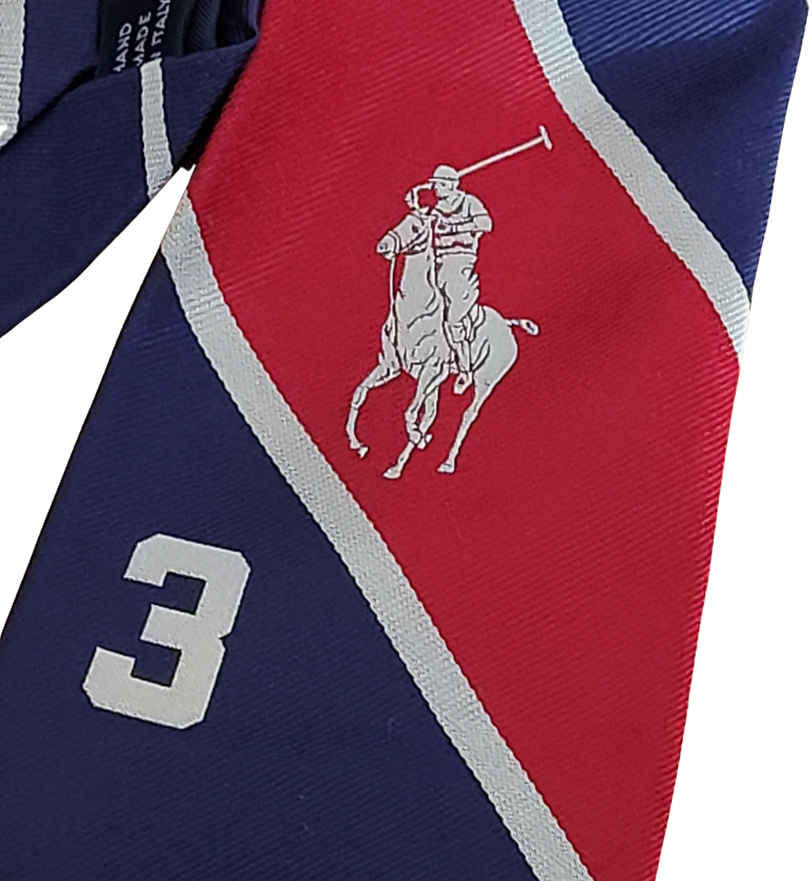 80s/90s Big Pony Neck Tie Hand Made Italy Silk Number 3 By Polo Ralph Lauren - Image 2