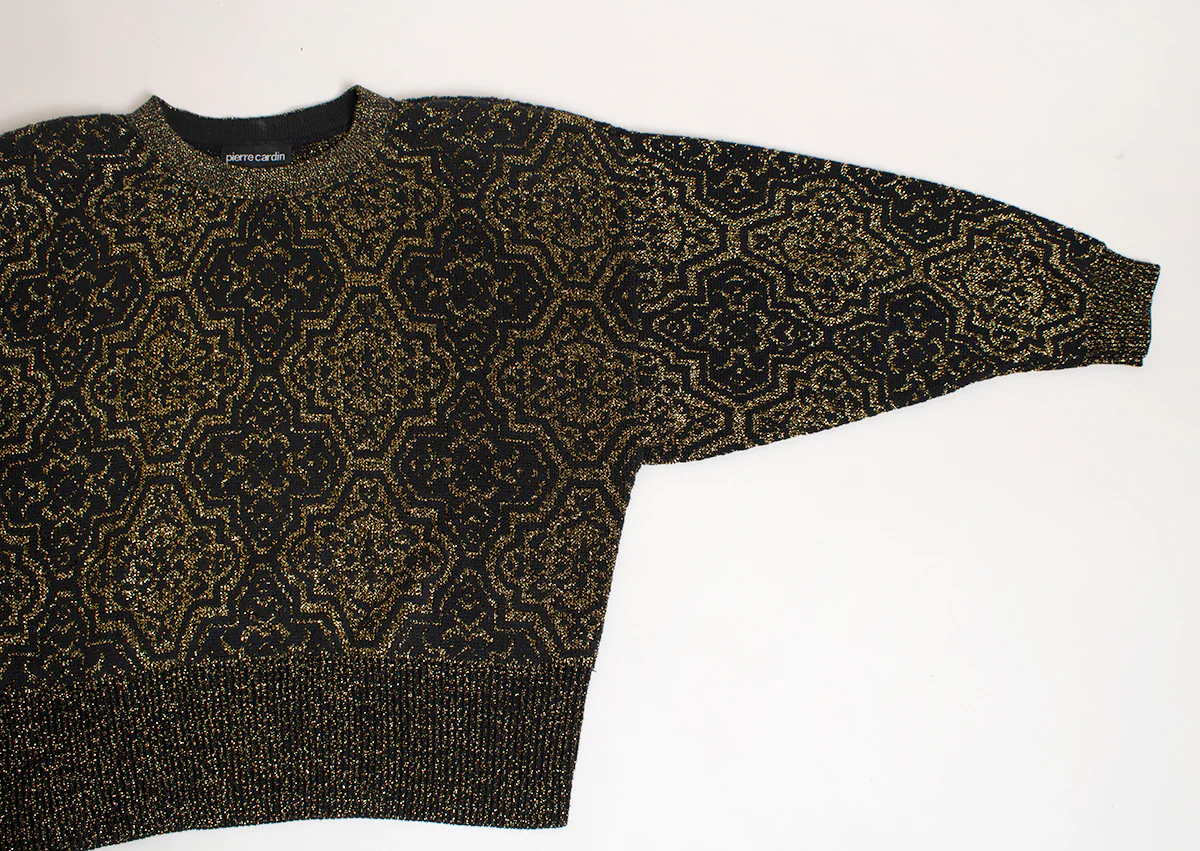 80s/90s Black And Gold Knit Glam Sweater By Pierre Cardin - Image 5