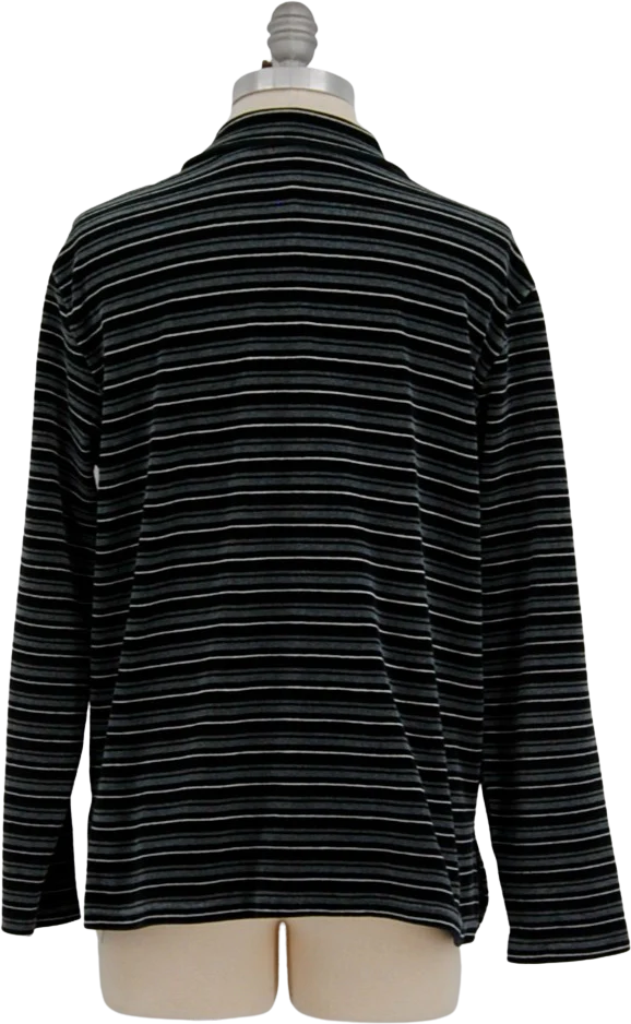 80s/90s Black And Gray Striped Pullover Jacket By Pacer by Karen Scott - Image 2