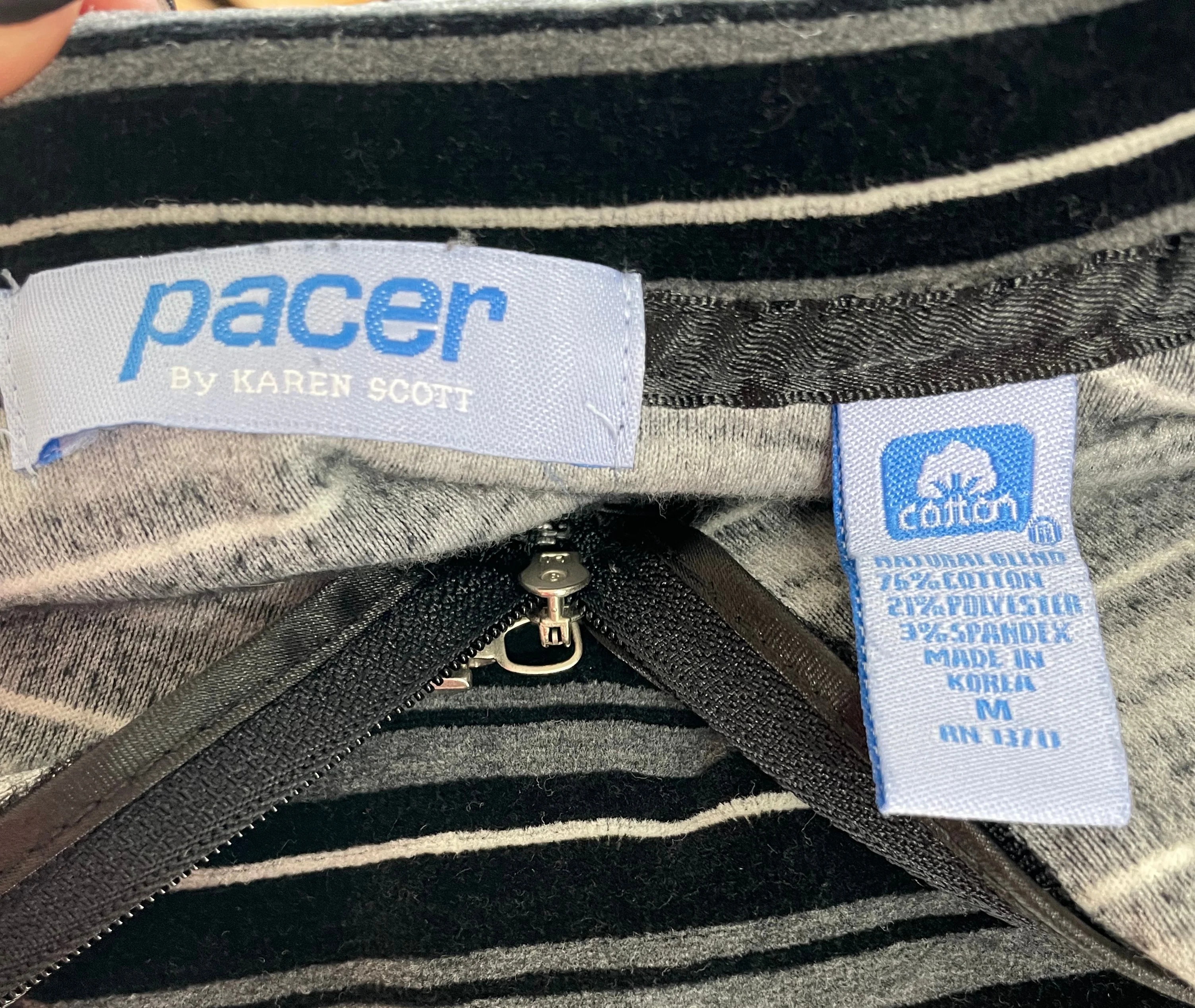 80s/90s Black And Gray Striped Pullover Jacket By Pacer by Karen Scott - Image 4