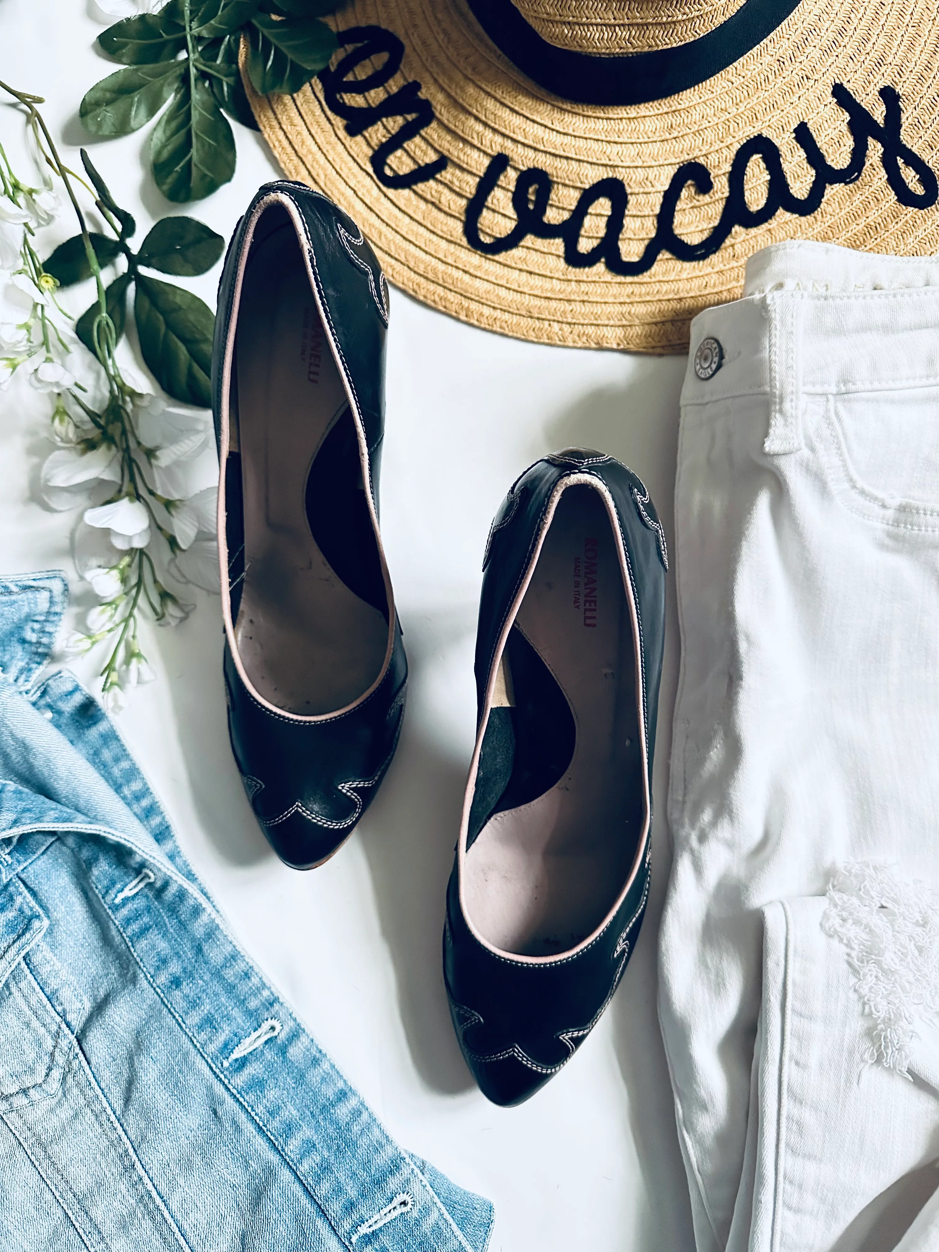 80s/90s Black And Pink Scalloped Detail Pinup Heels By Romanelli - Image 3