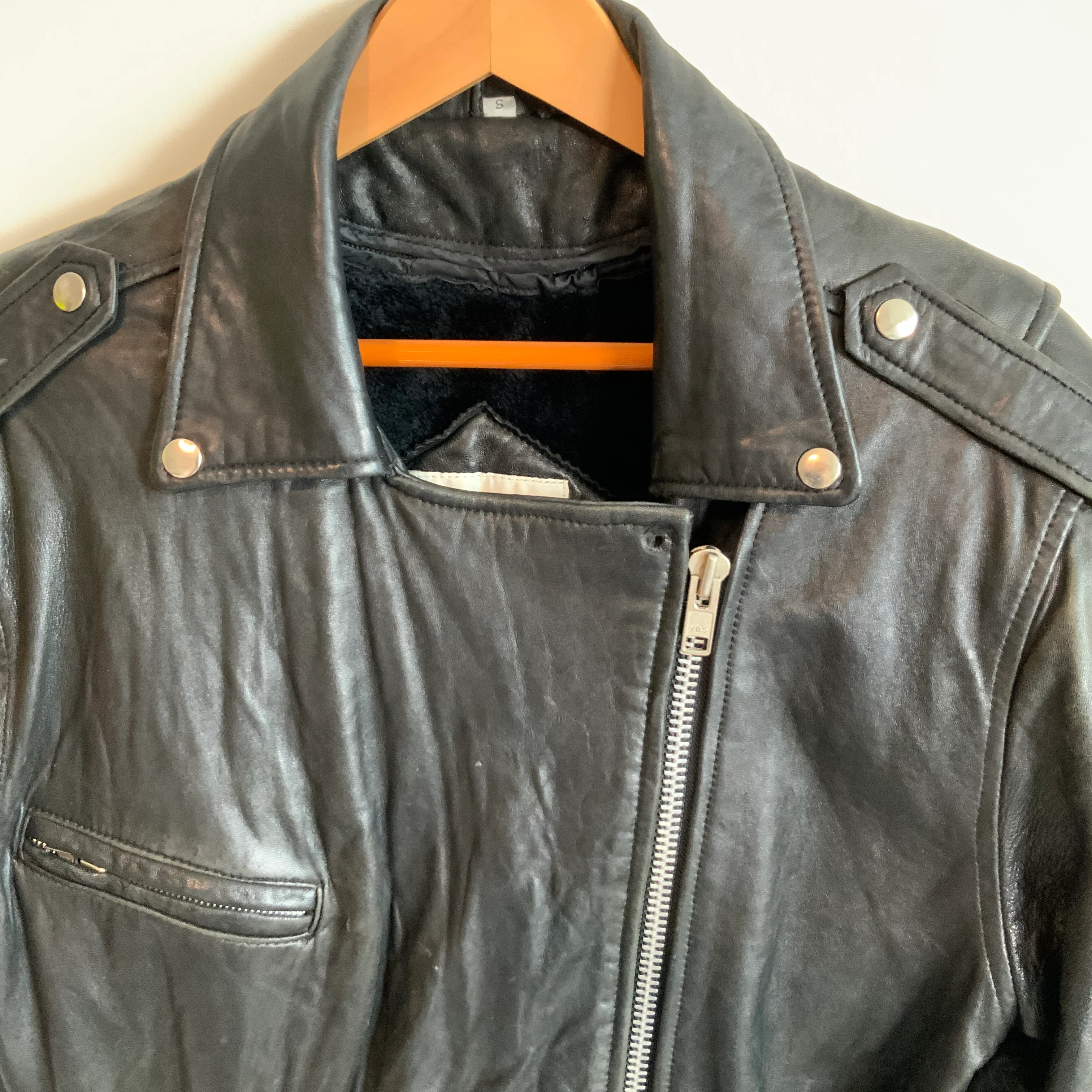 80s/90s Black Belted Broken In Motorcycle Biker Jacket By Pop - Image 5