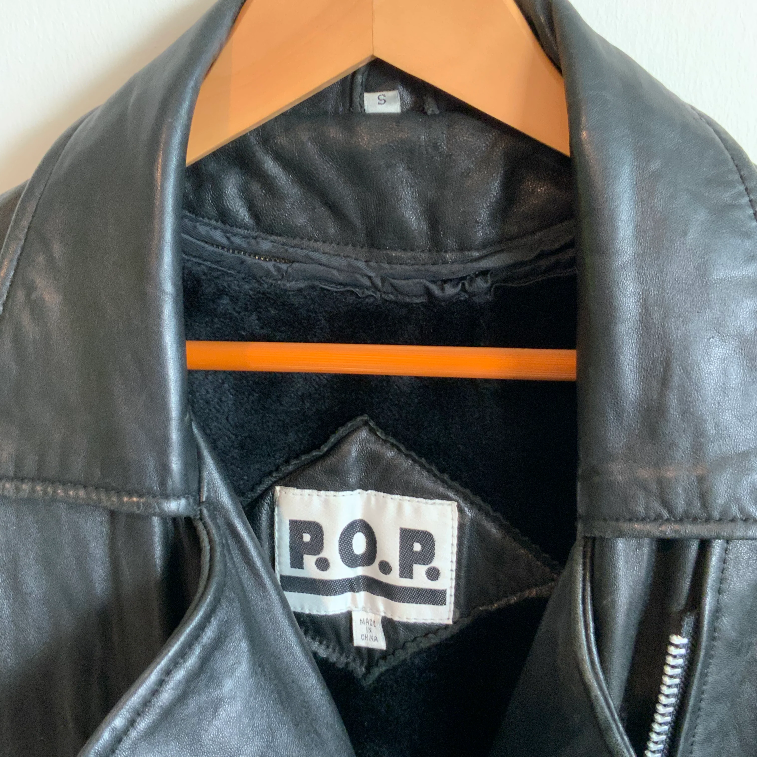 80s/90s Black Belted Broken In Motorcycle Biker Jacket By Pop - Image 8