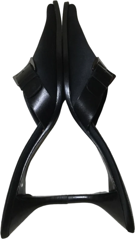 80s/90s Black Kitten Heel Slides Buckle Details By Glory Chen - Image 2