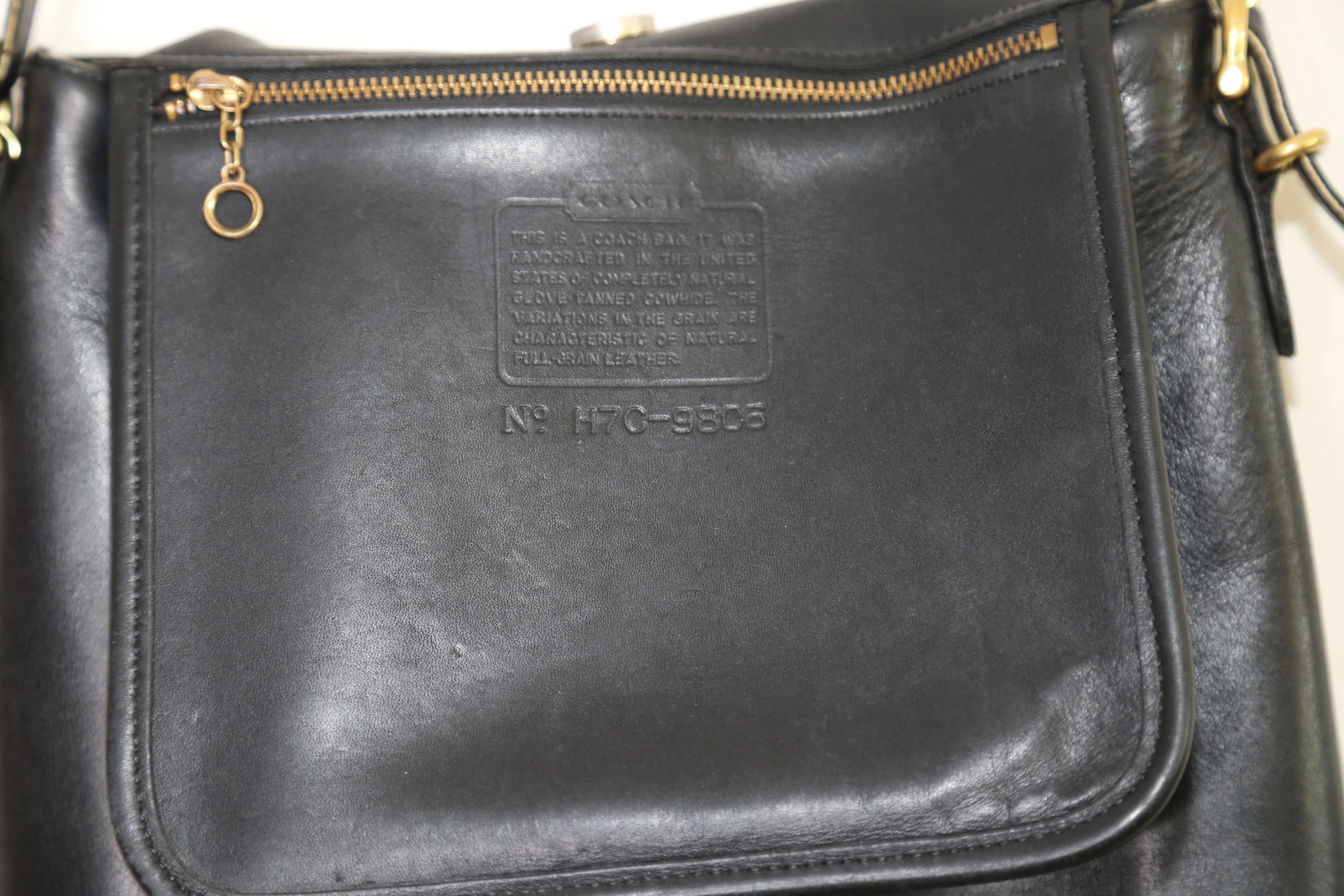 80s/90s Black Leather Coach Slim Equestrian Bucket Bag By Coach - Image 9