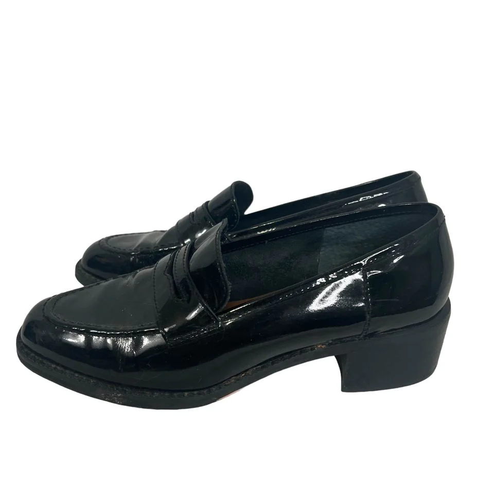 80s/90s Black Patent Leather Loafers 7 By Nine West - Image 4