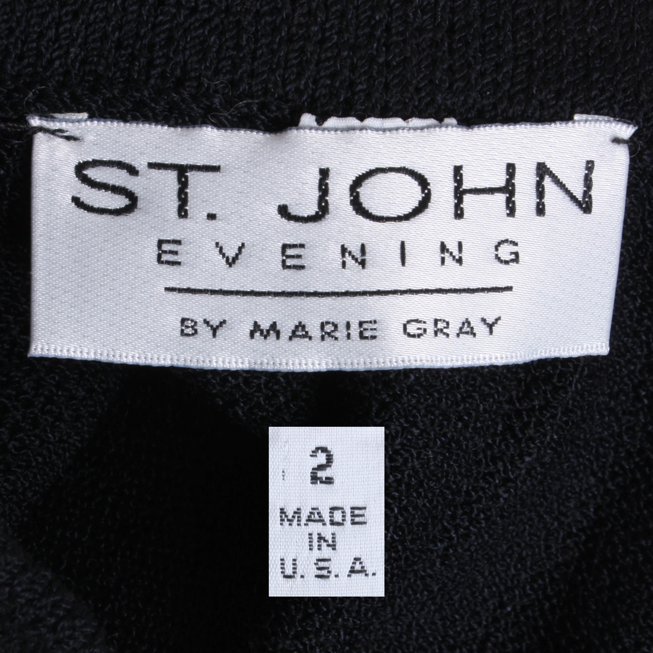 80s/90s Black Santana Wool Knit Knee Skirt By St. John Evening - Image 2