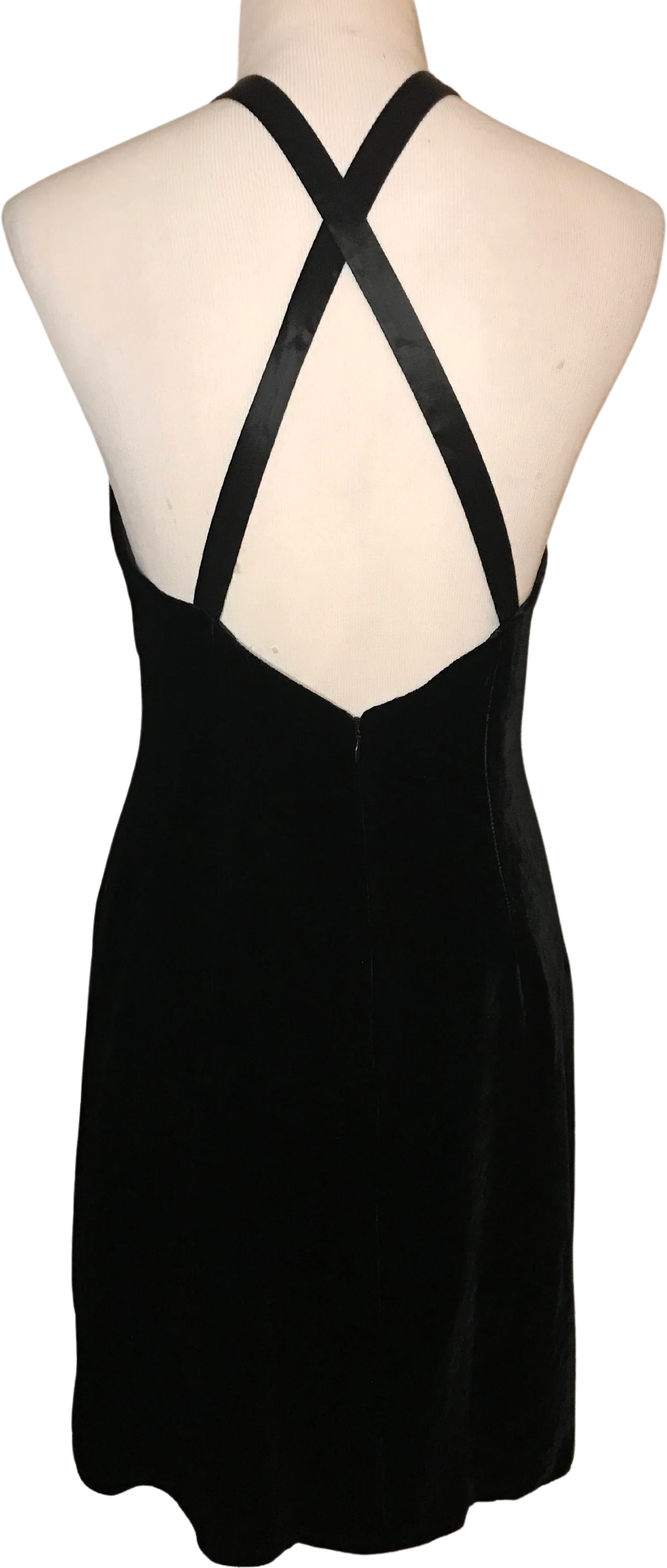 80s/90s Black Silk Velvet Formal Cocktail Party Dress By Nicole Miller - Image 2