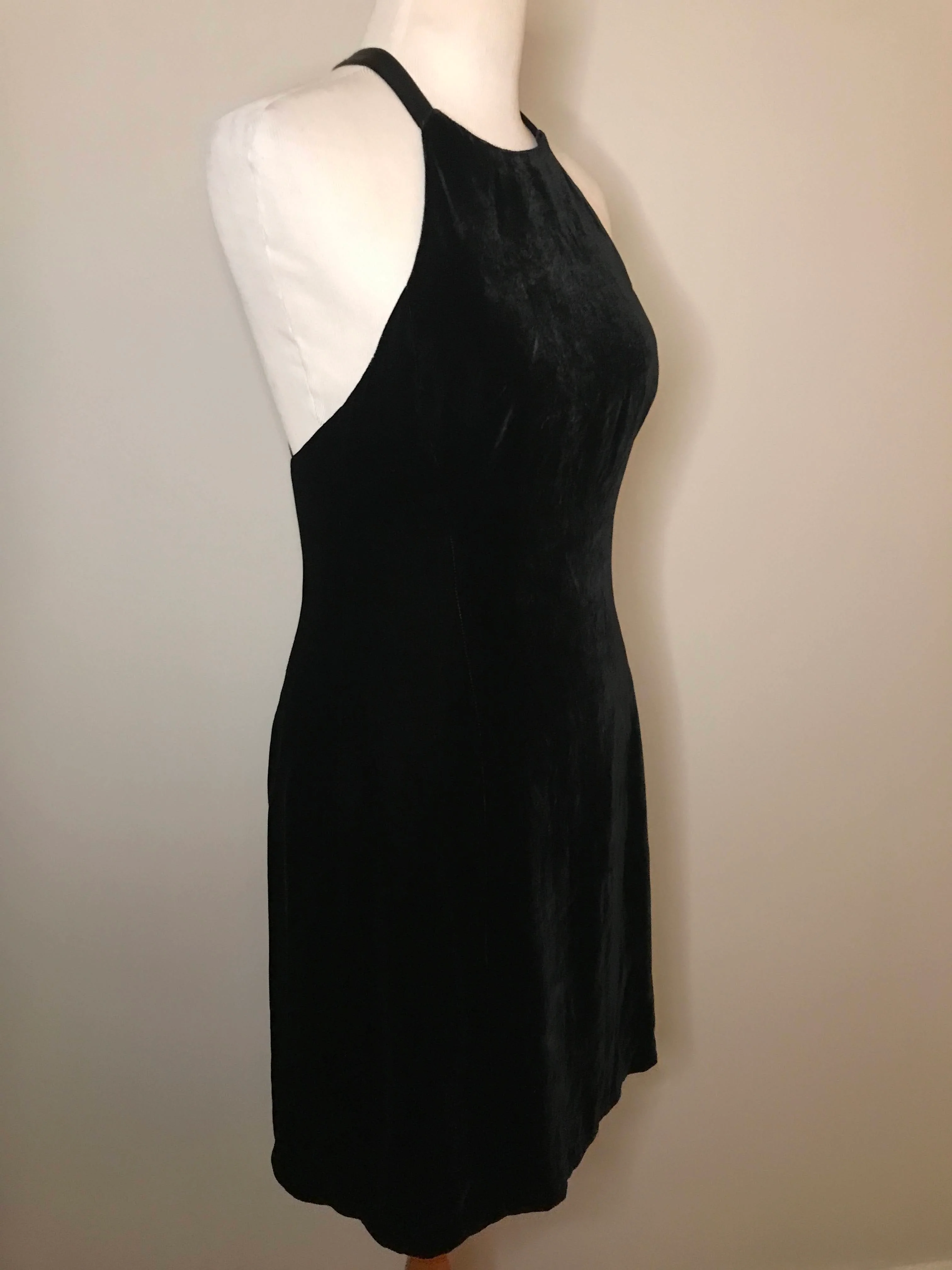 80s/90s Black Silk Velvet Formal Cocktail Party Dress By Nicole Miller - Image 3