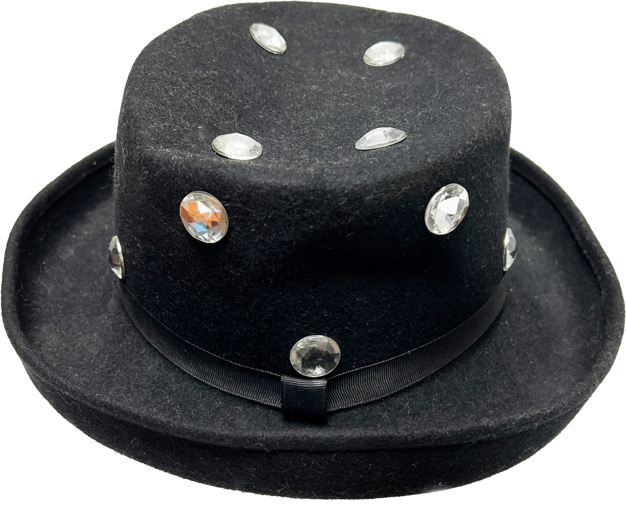 80s/90s Blinged Out Black Wool Brimmed Hat