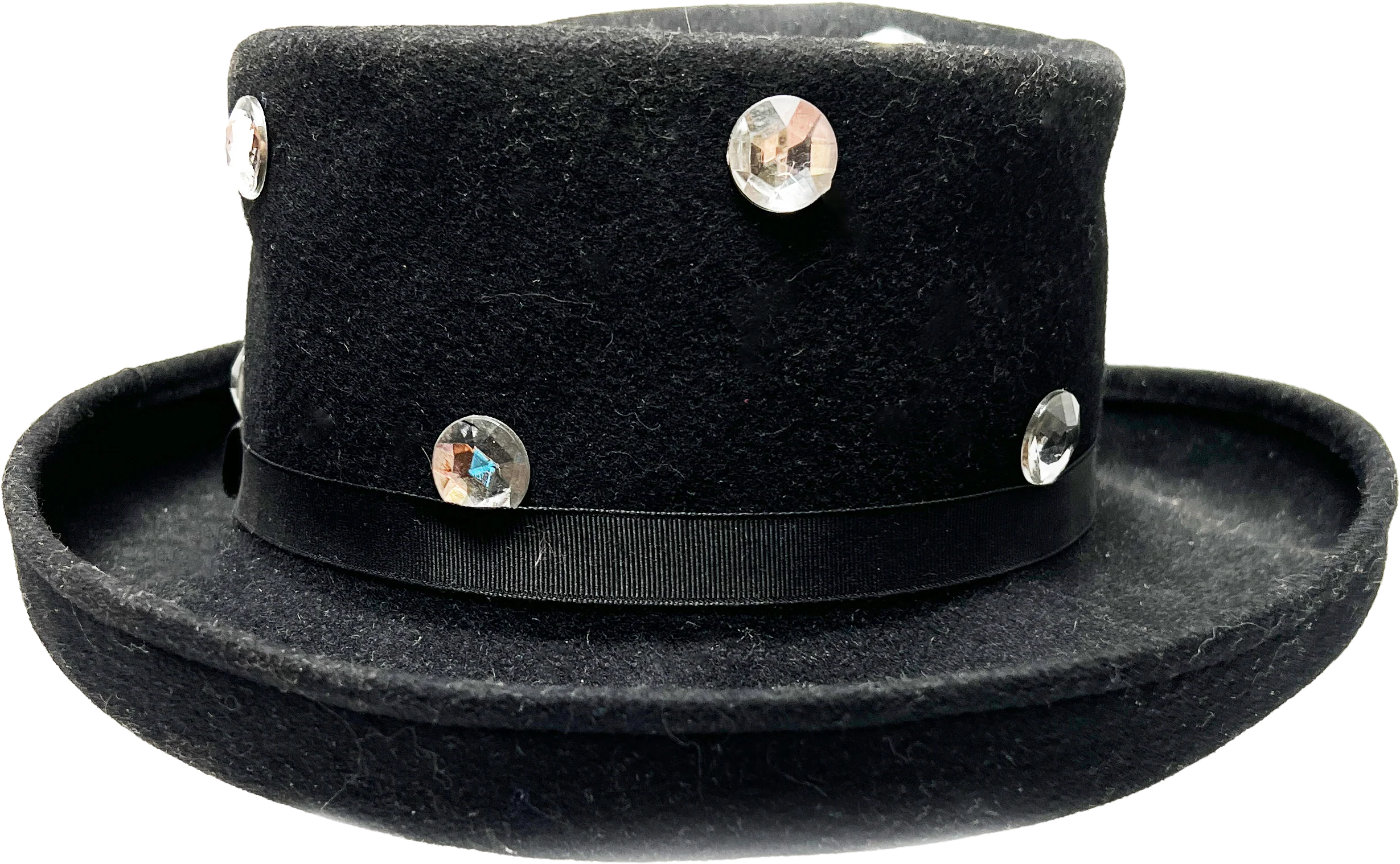 80s/90s Blinged Out Black Wool Brimmed Hat - Image 2