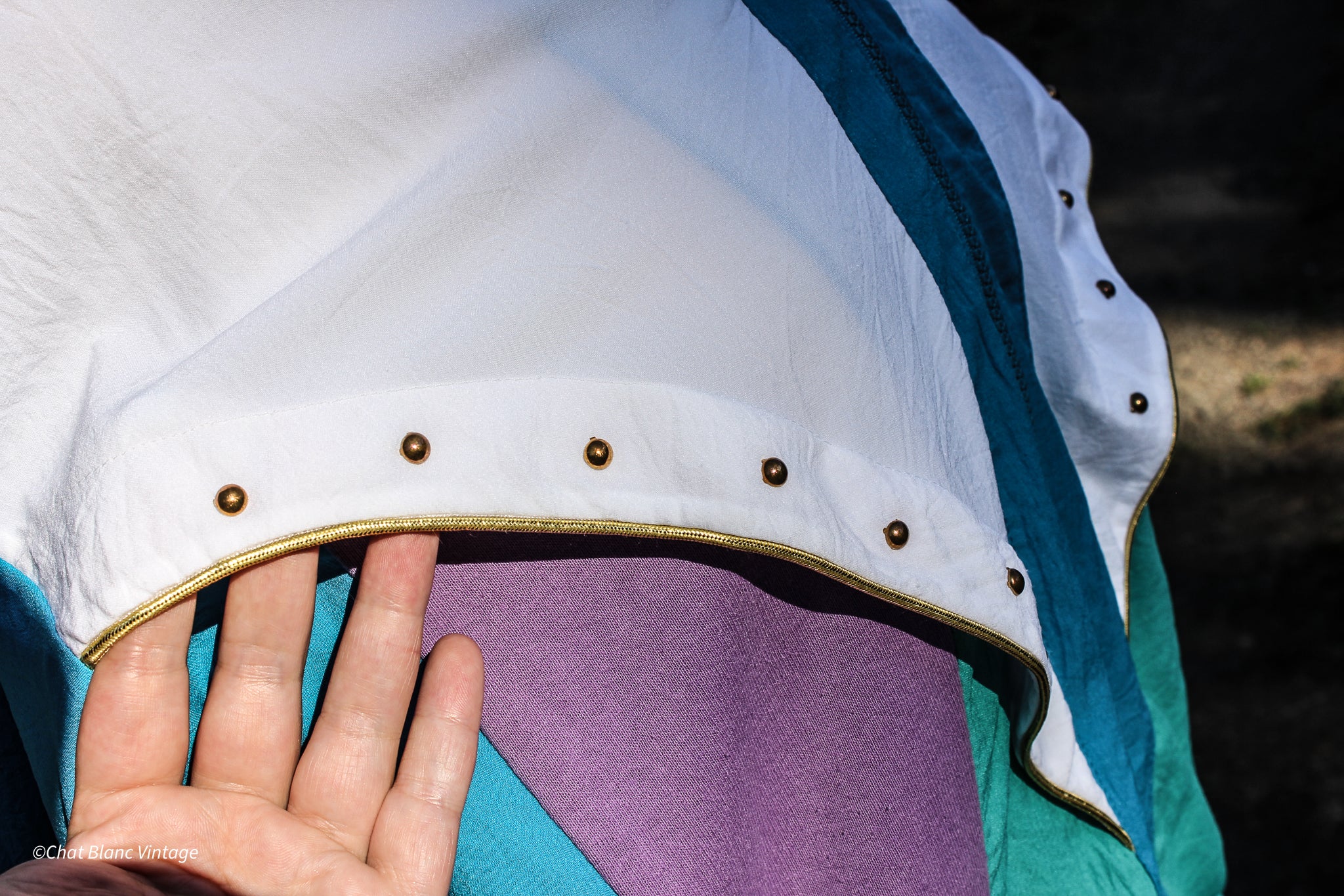 80s/90s Blue And Gold Detailed Windbreaker By Teddi - Image 5