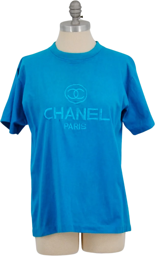 80s/90s Blue Crew Neck Shirt By Chanel