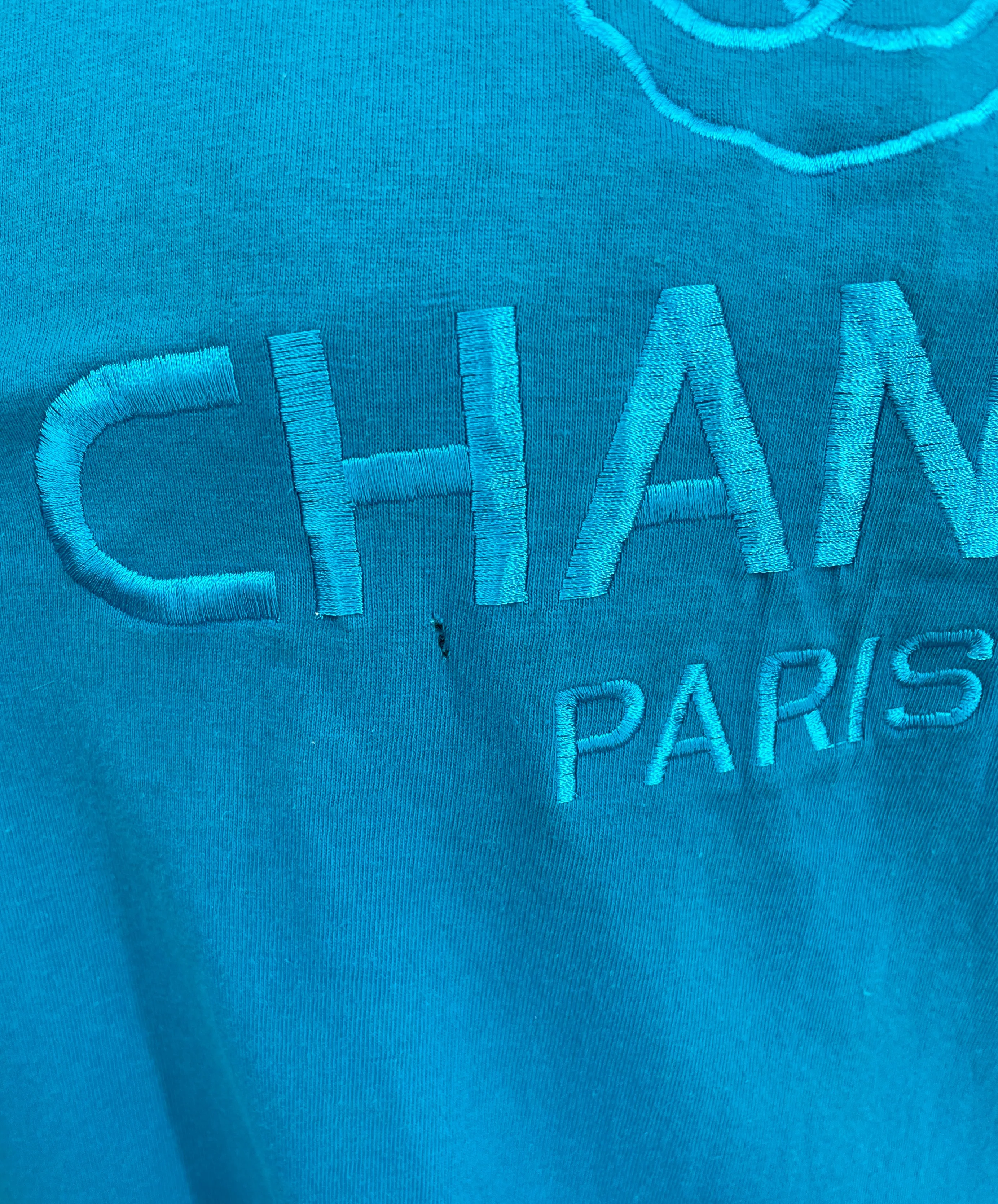 80s/90s Blue Crew Neck Shirt By Chanel - Image 5