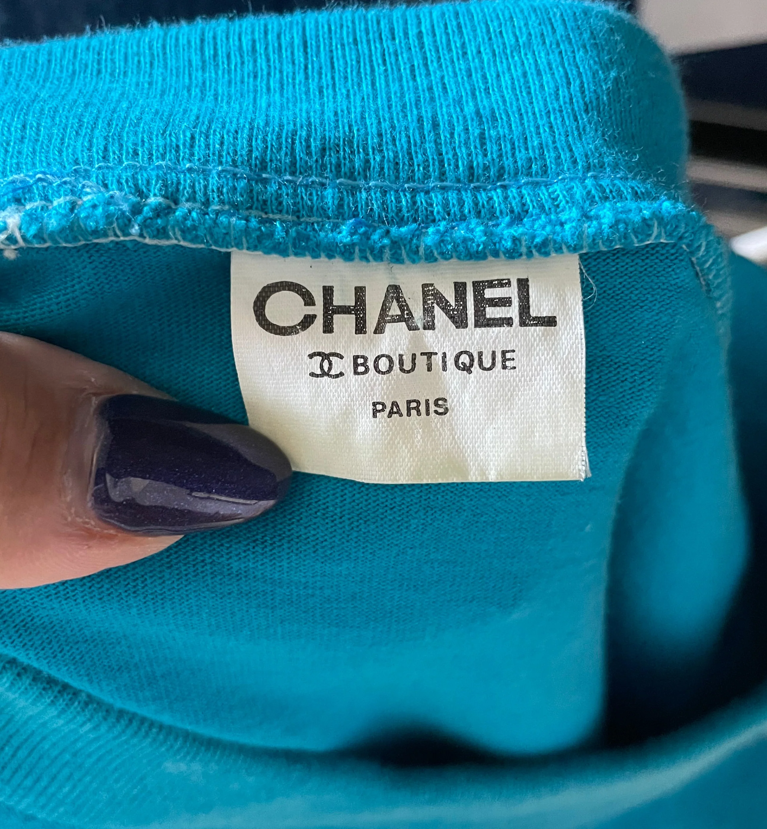 80s/90s Blue Crew Neck Shirt By Chanel - Image 6