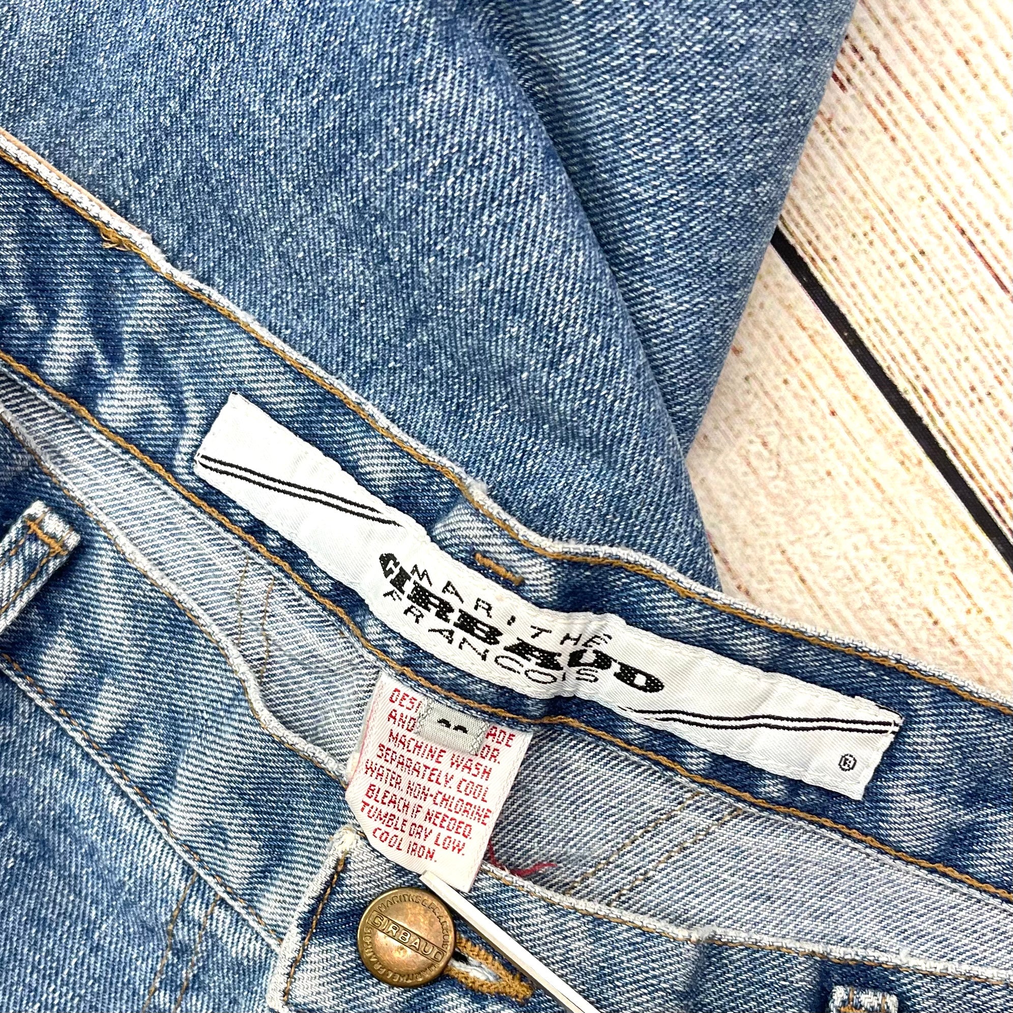 80s/90s Blue Denim High Waisted Tapered Leg Mom Jeans By Marithe Francois Girbaud - Image 10