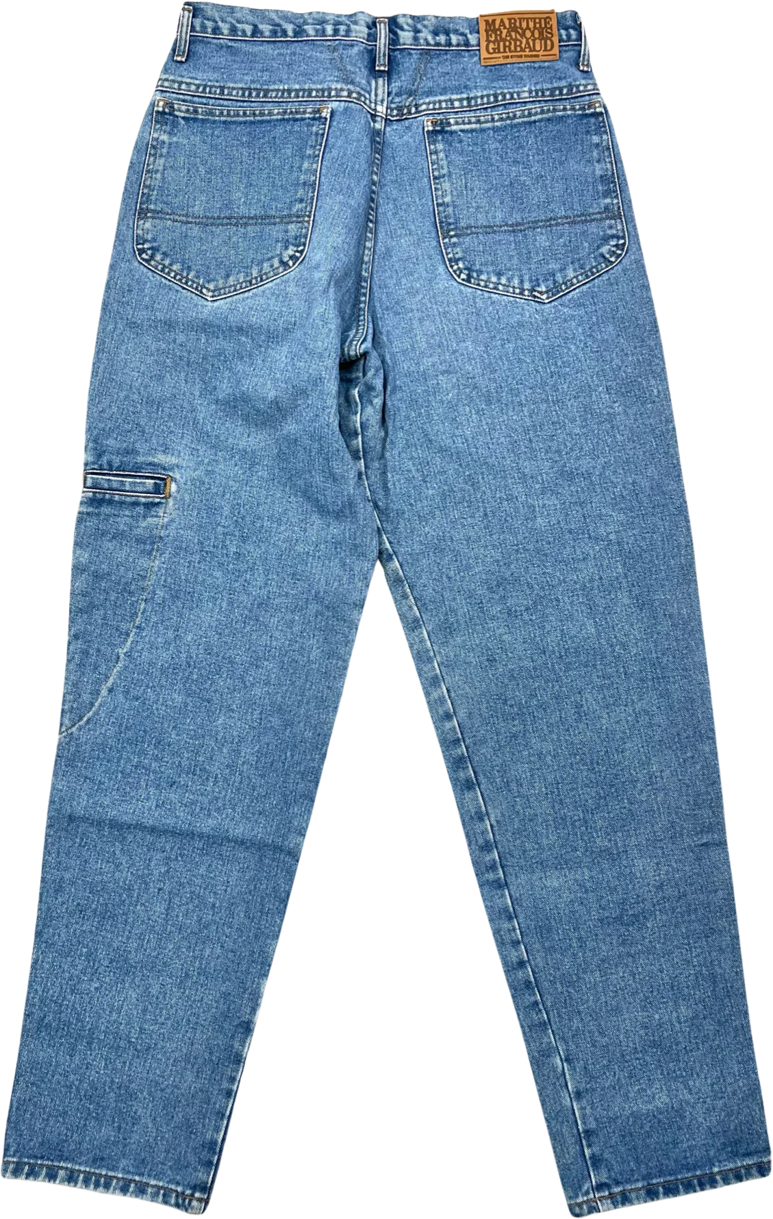 80s/90s Blue Denim High Waisted Tapered Leg Mom Jeans By Marithe Francois Girbaud - Image 2