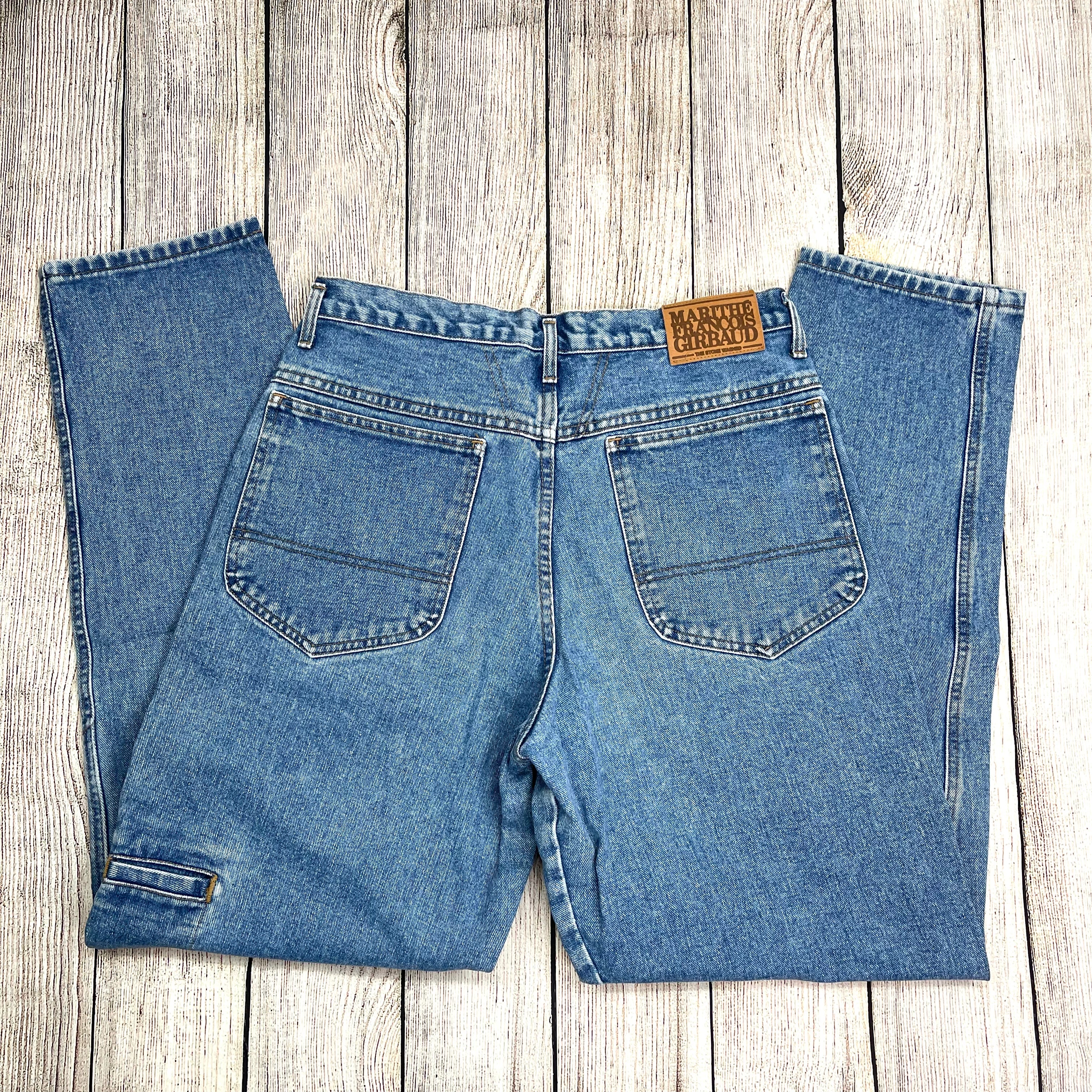 80s/90s Blue Denim High Waisted Tapered Leg Mom Jeans By Marithe Francois Girbaud - Image 7