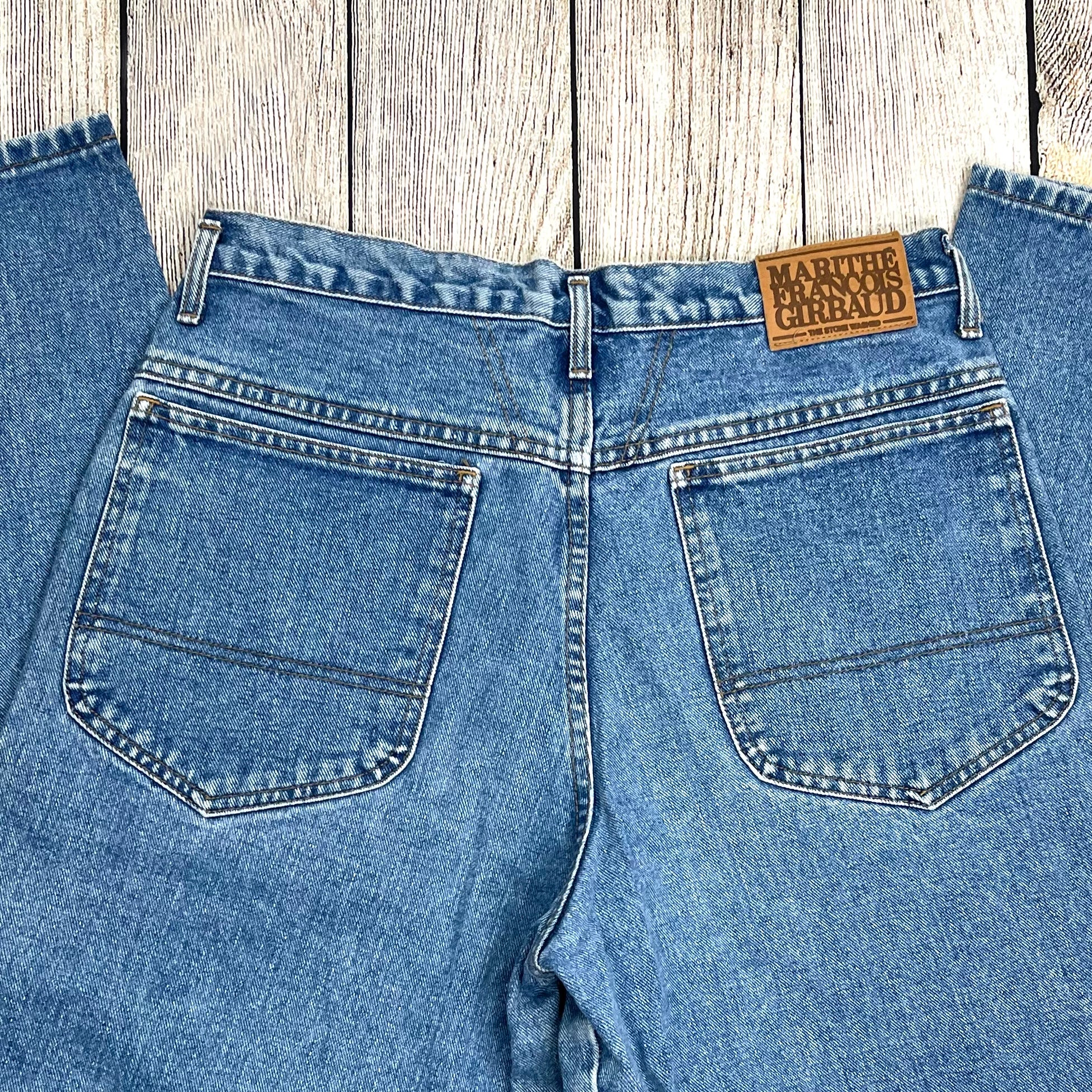 80s/90s Blue Denim High Waisted Tapered Leg Mom Jeans By Marithe Francois Girbaud - Image 8